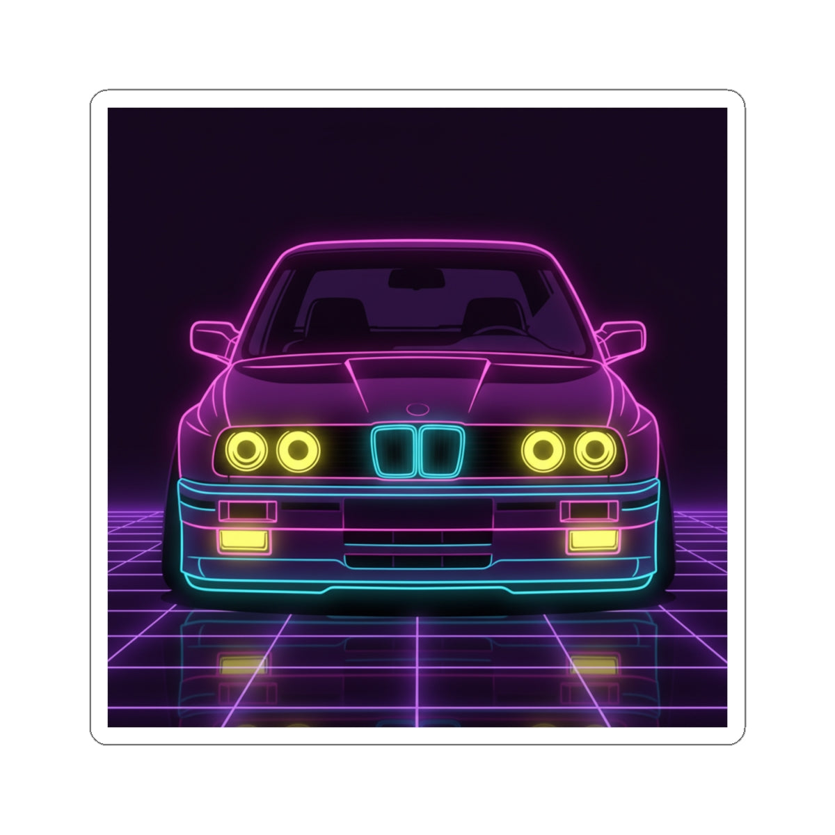 BMW E30 Neon Synthwave Sticker