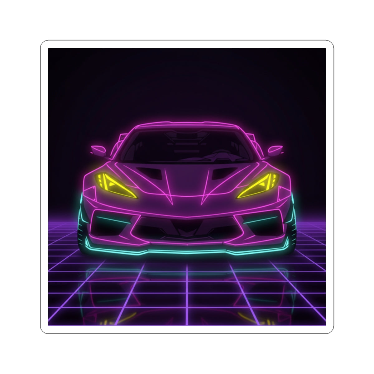 Corvette C8 (2020+) Neon Synthwave Sticker