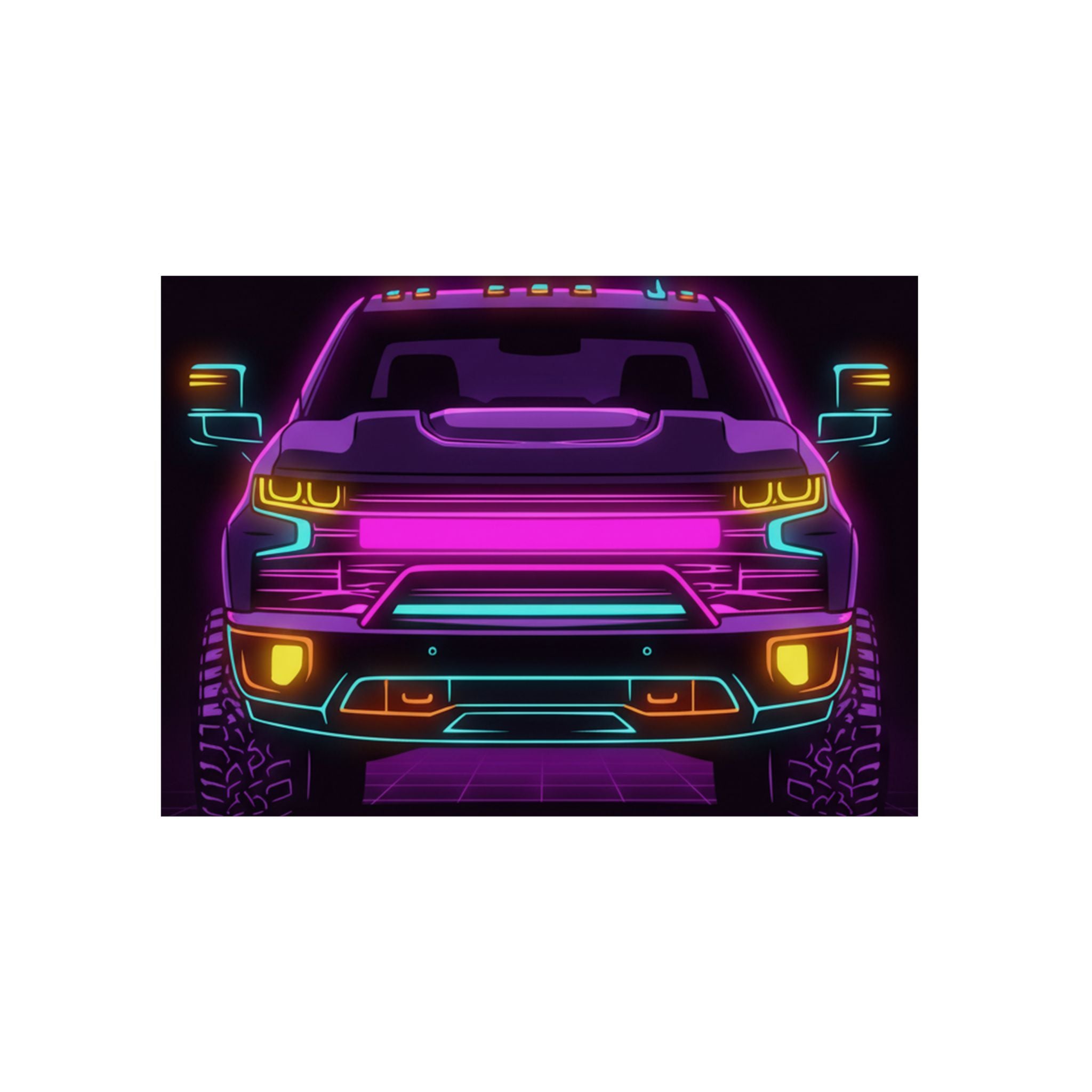 Chevy Silverado Trail Boss (2019+) Neon Synthwave Metal Wall Sign