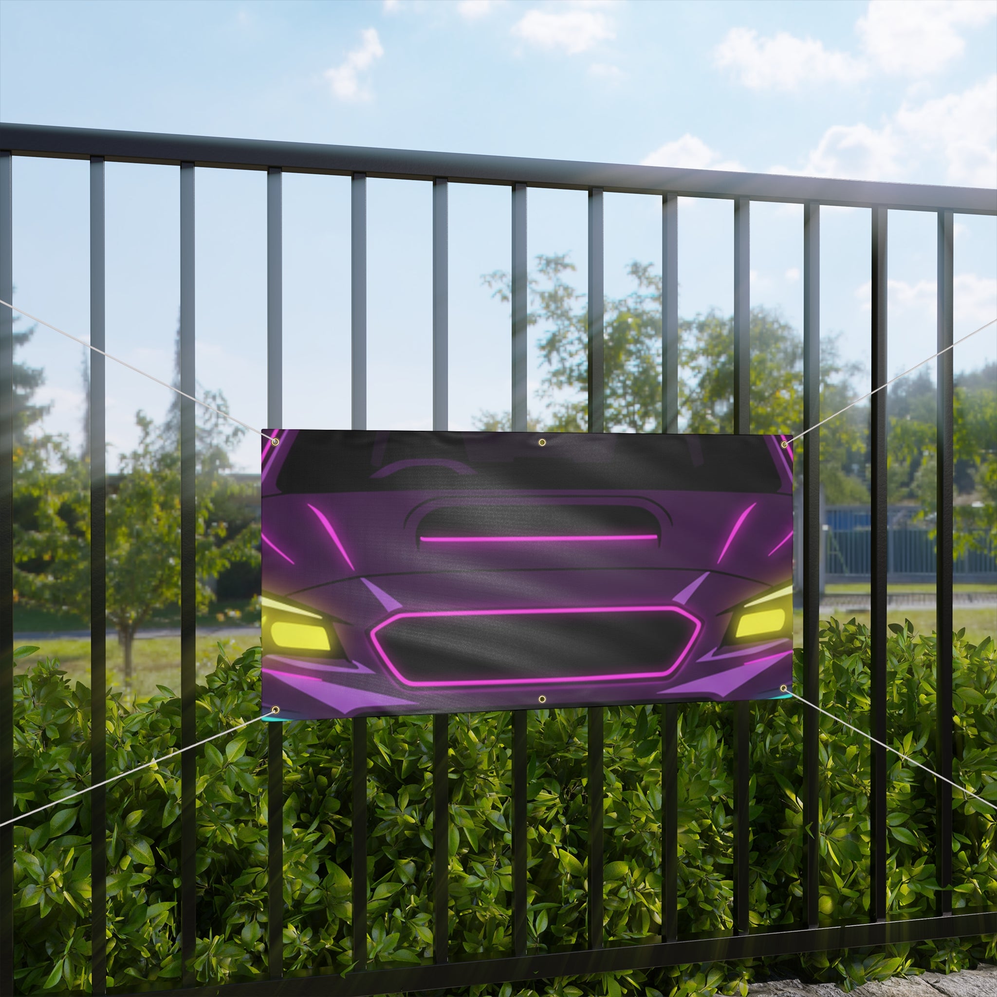 Subaru WRX STI Neon Synthwave Banner