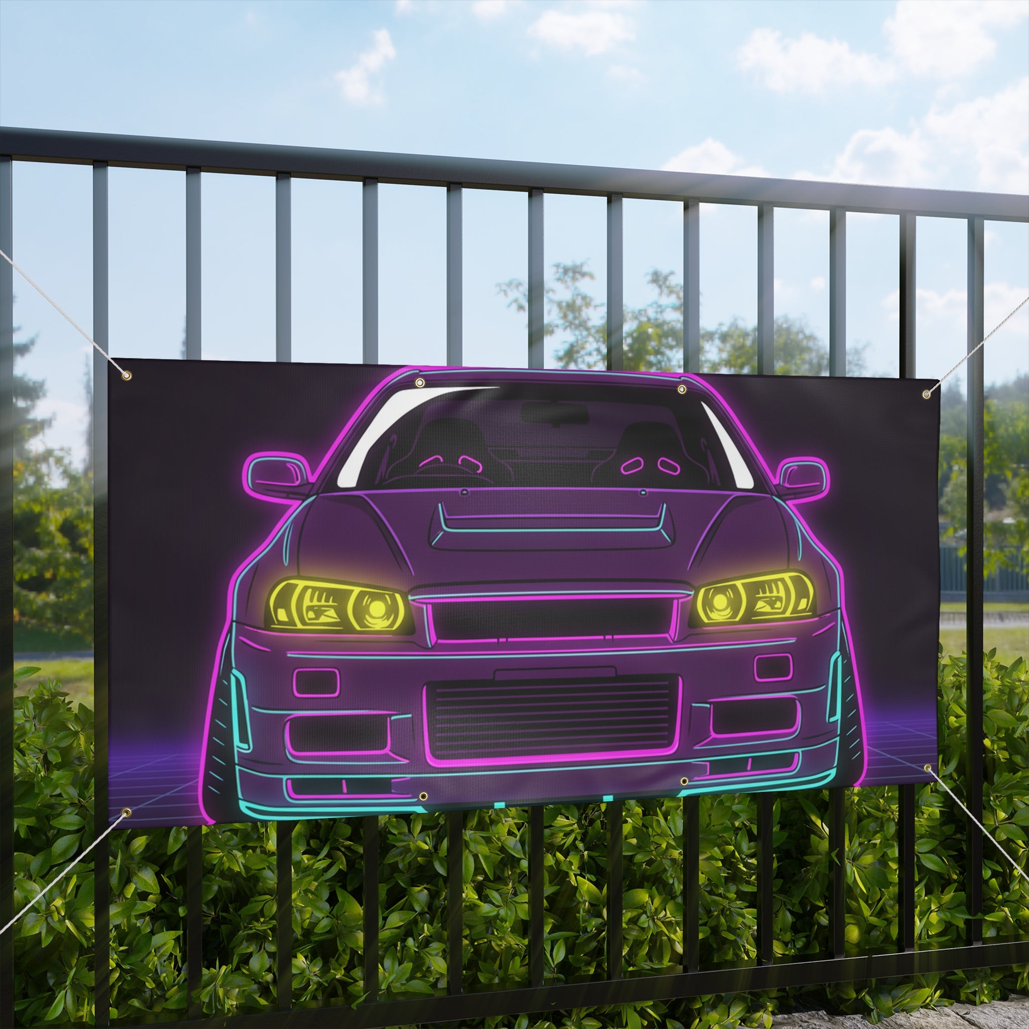 Nissan GT-R Neon Synthwave Banner
