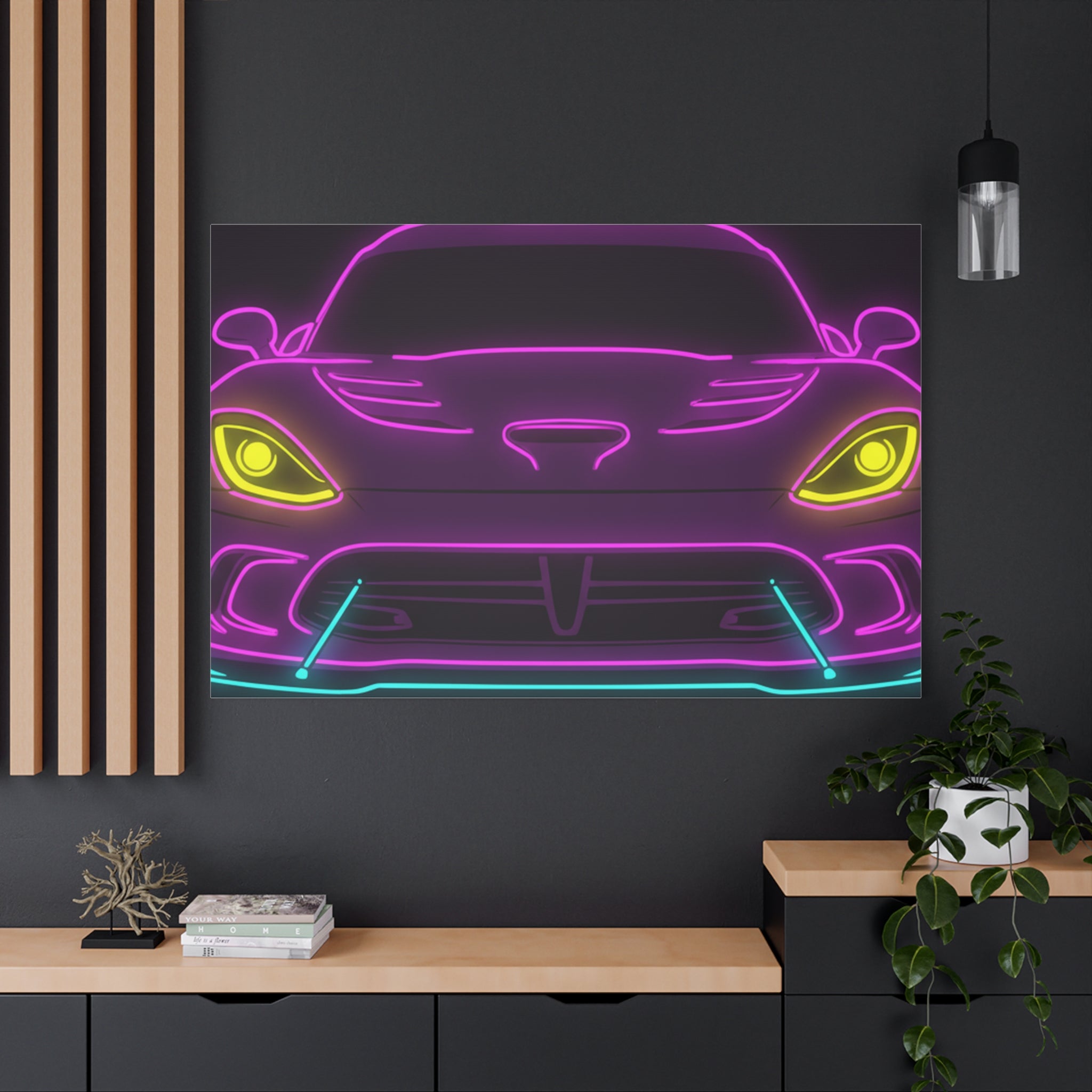 Dodge Viper (1992-17) Neon Synthwave Canvas Wall Art