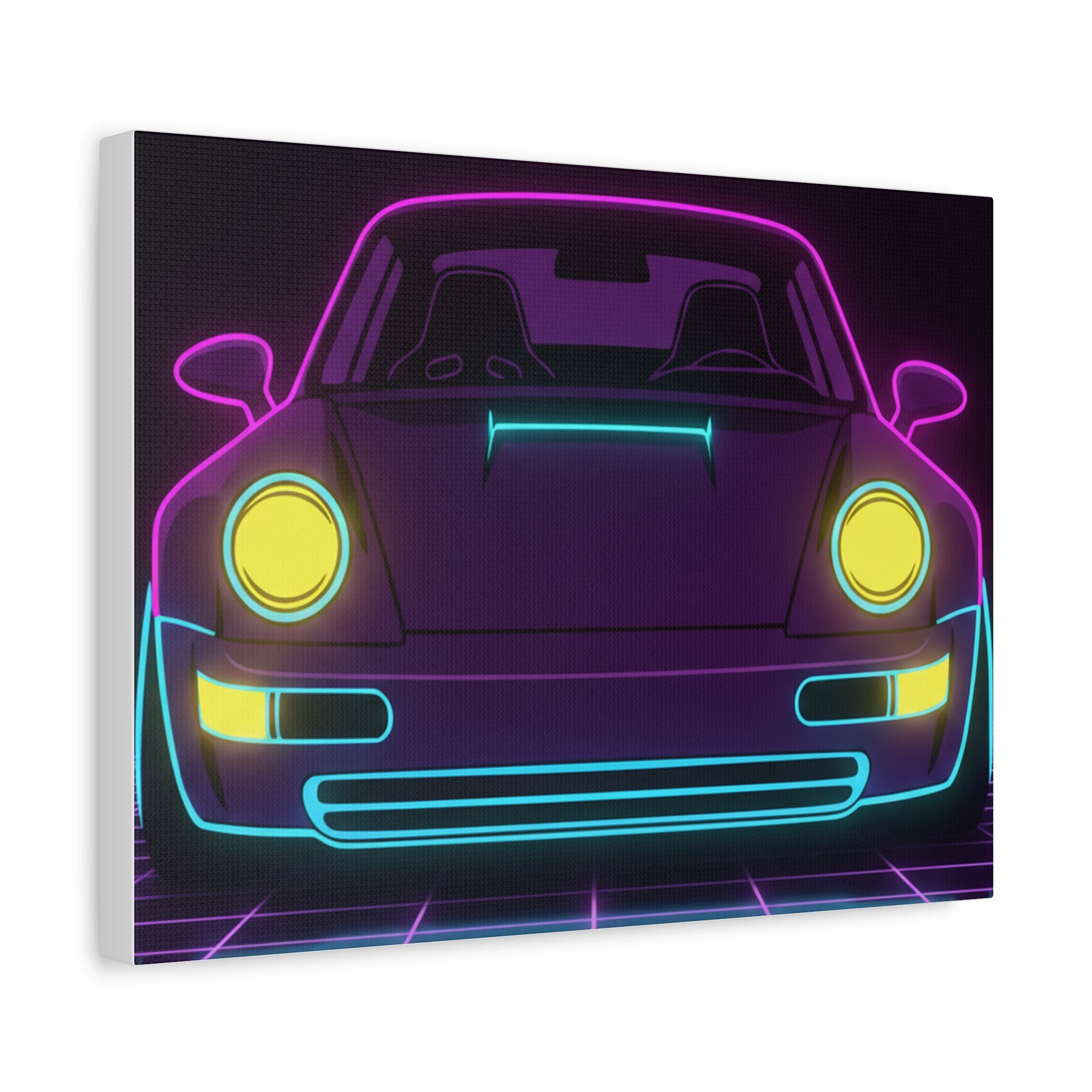 Porsche 964 Singer Neon Synthwave Canvas Wall Art