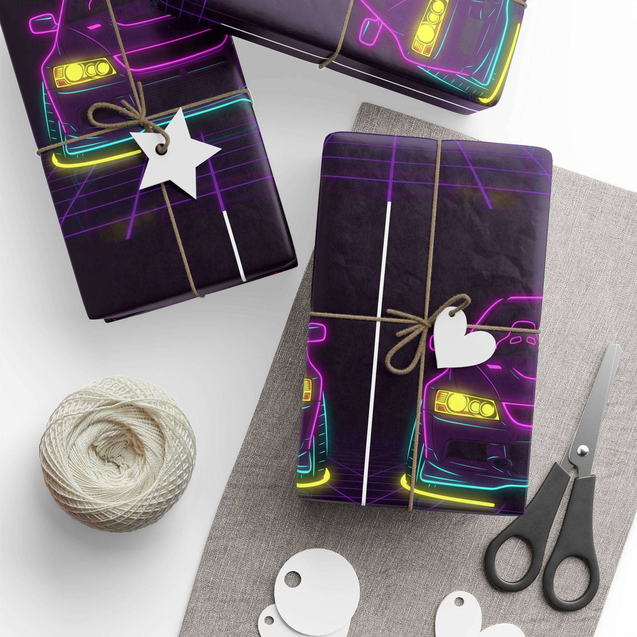 Mitsubishi Evo IX (2005-07) Neon Synthwave Gift Wrapping Paper