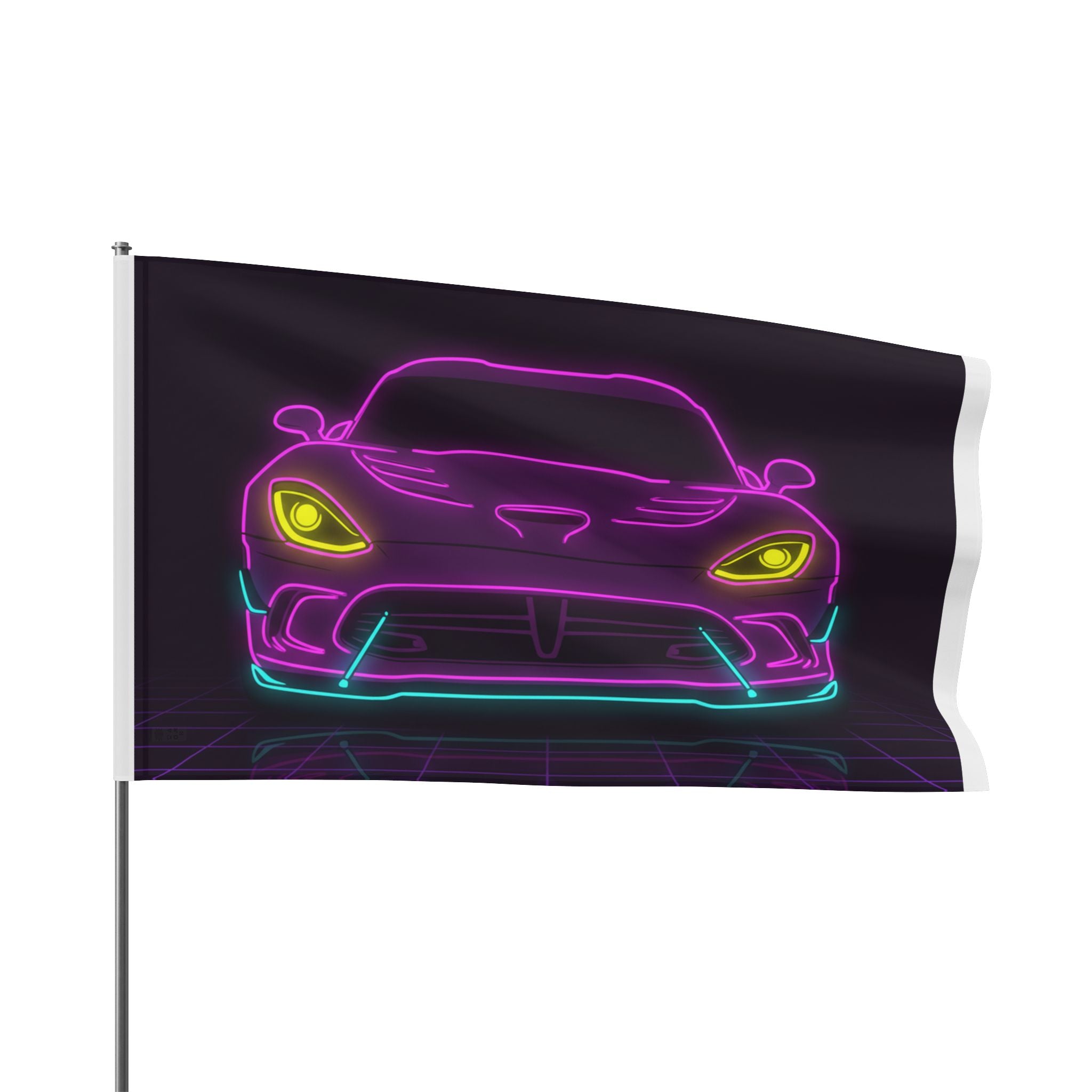 Dodge Viper (1992-17) Neon Synthwave Garage Flag