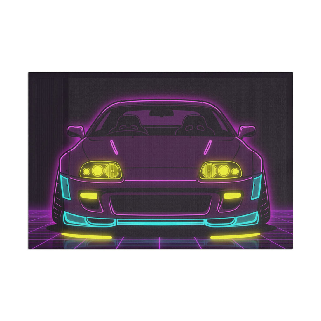 Toyota Supra MK4 Neon Synthwave Garage Flag