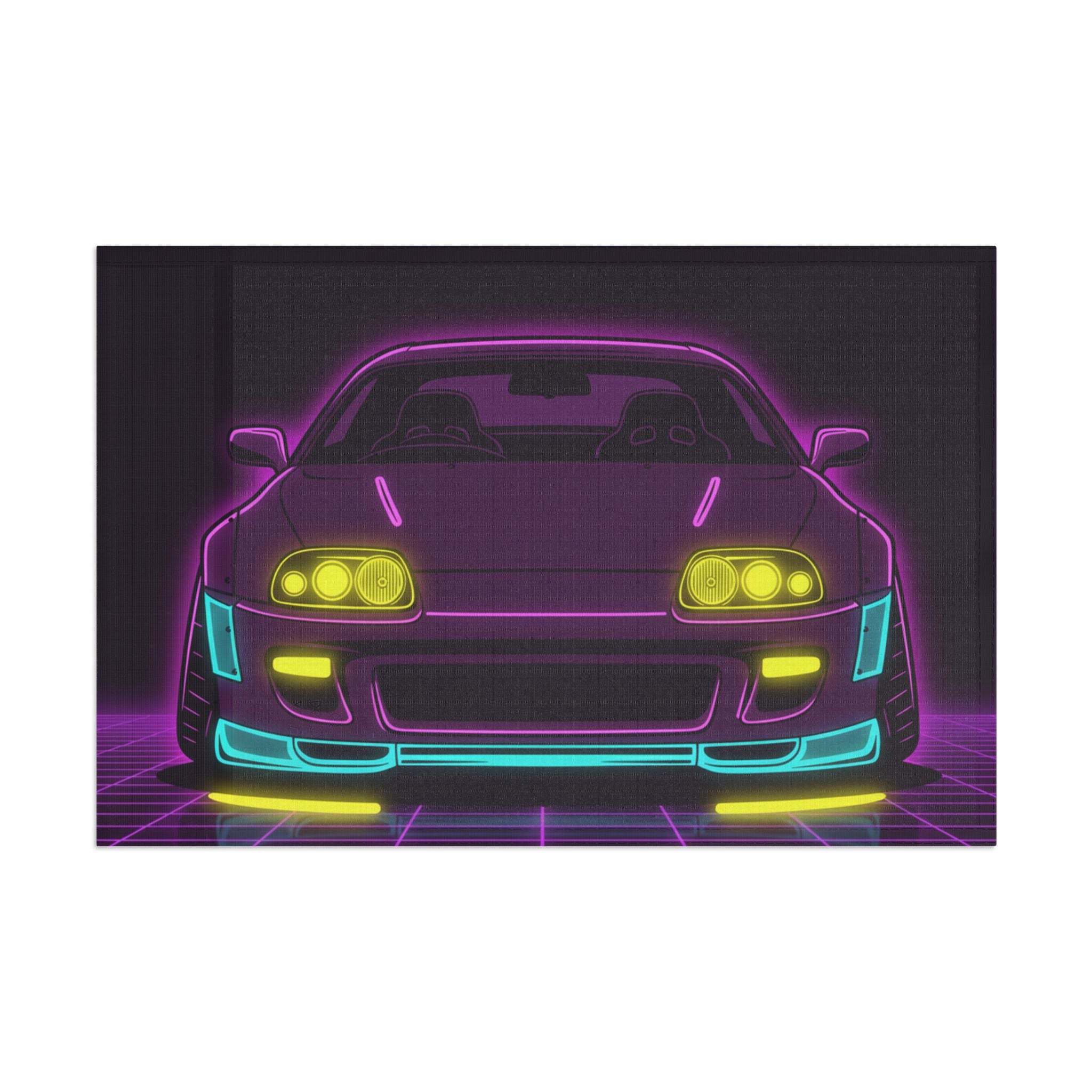 Toyota Supra MK4 Neon Synthwave Garage Flag
