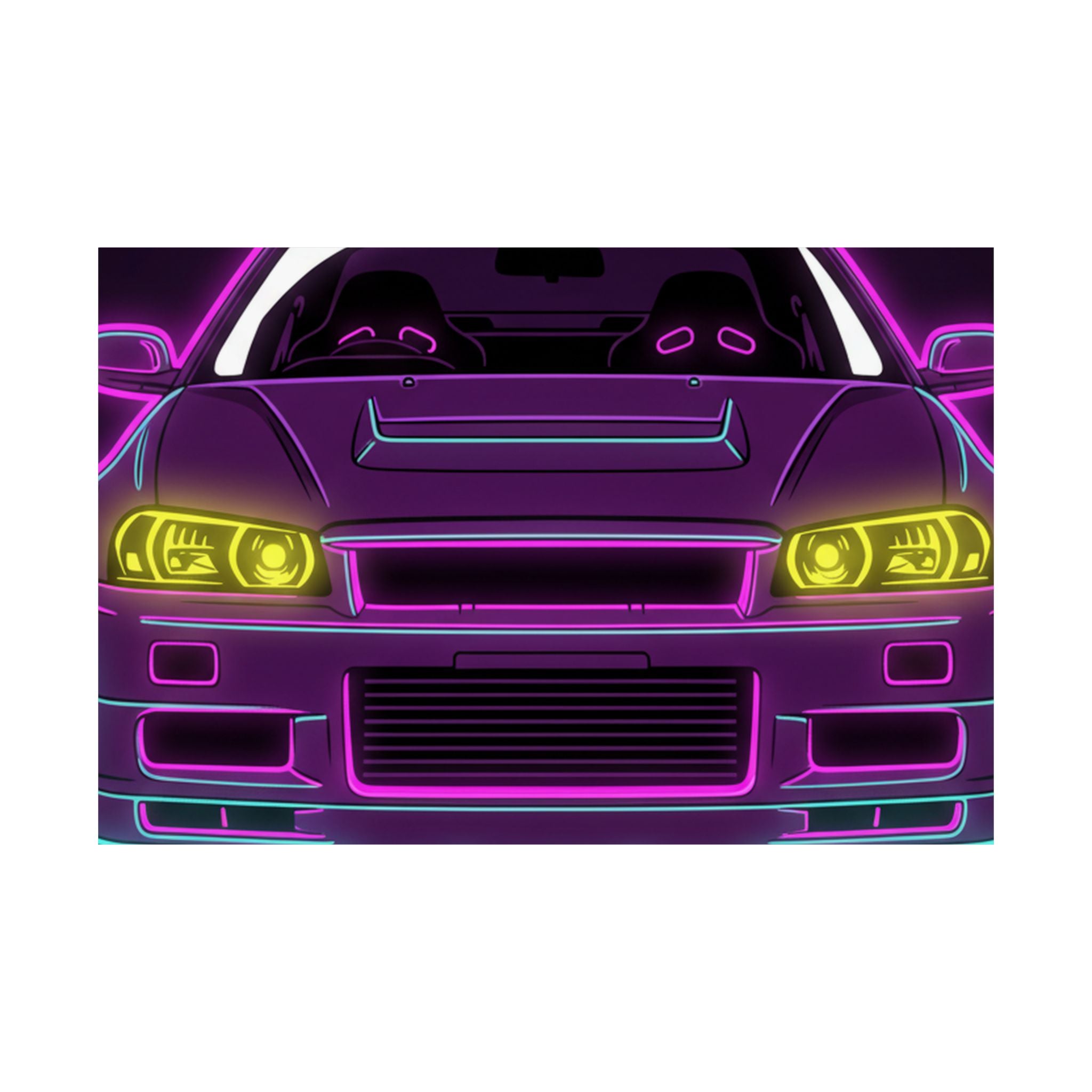 Nissan GT-R Neon Synthwave Poster