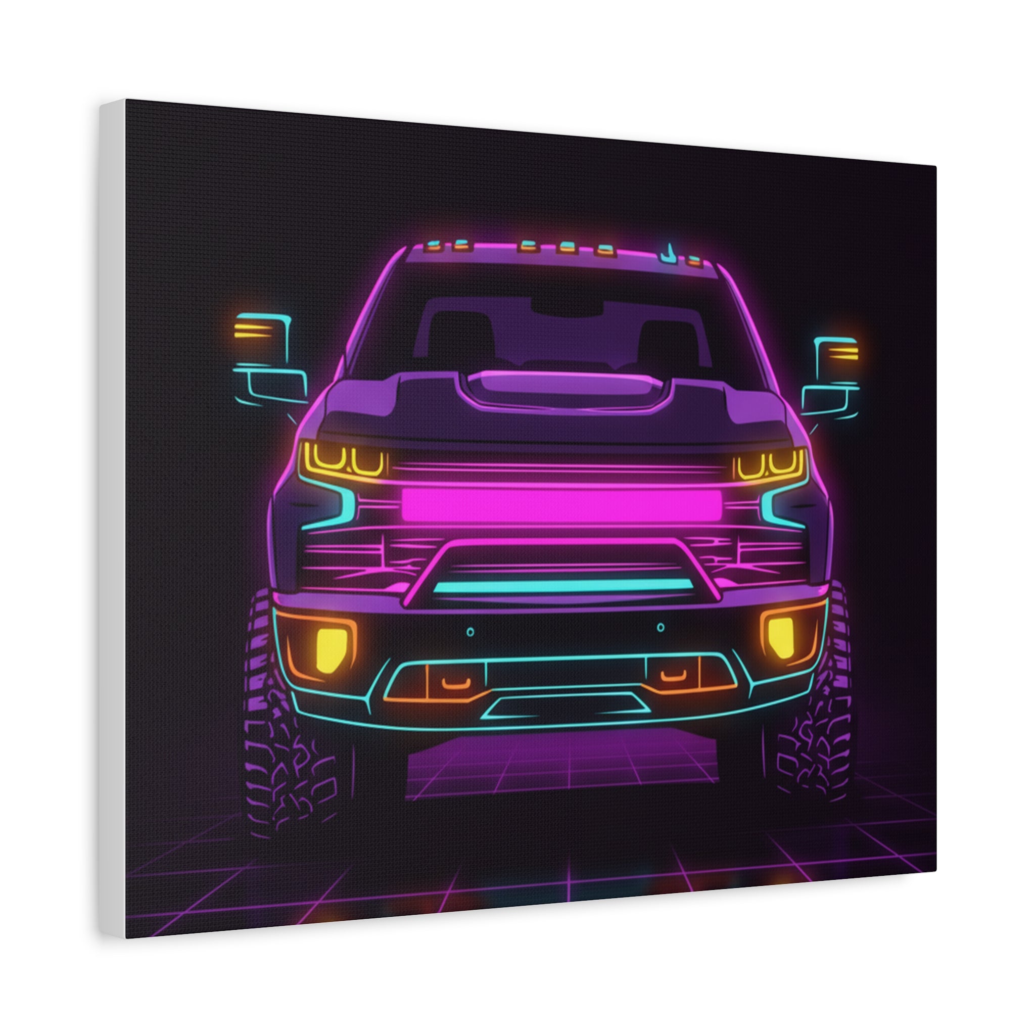 Chevy Silverado Trail Boss (2019+) Neon Synthwave Canvas Wall Art