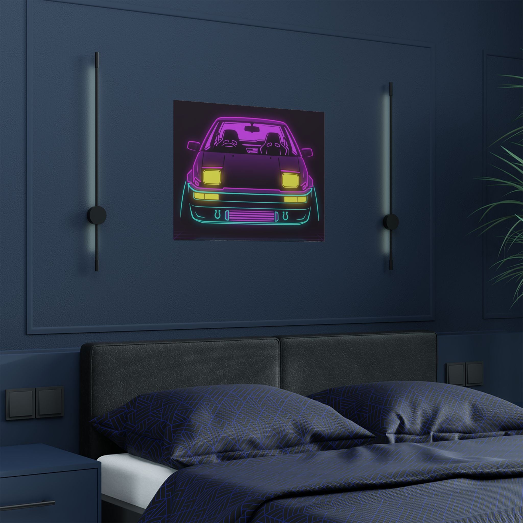 Toyota AE86 (1983-87) Neon Synthwave Poster