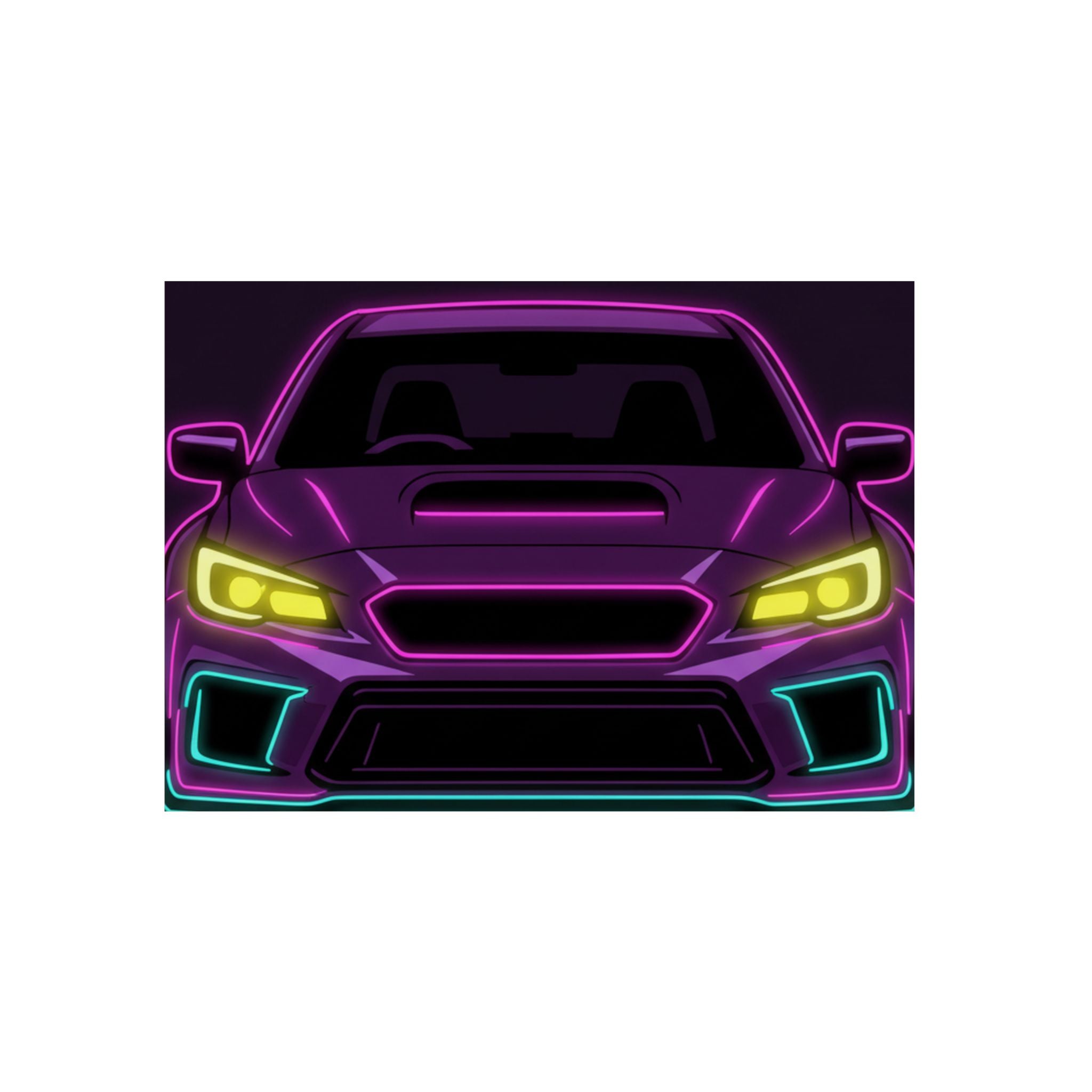 Subaru WRX STI Neon Synthwave Metal Wall Sign