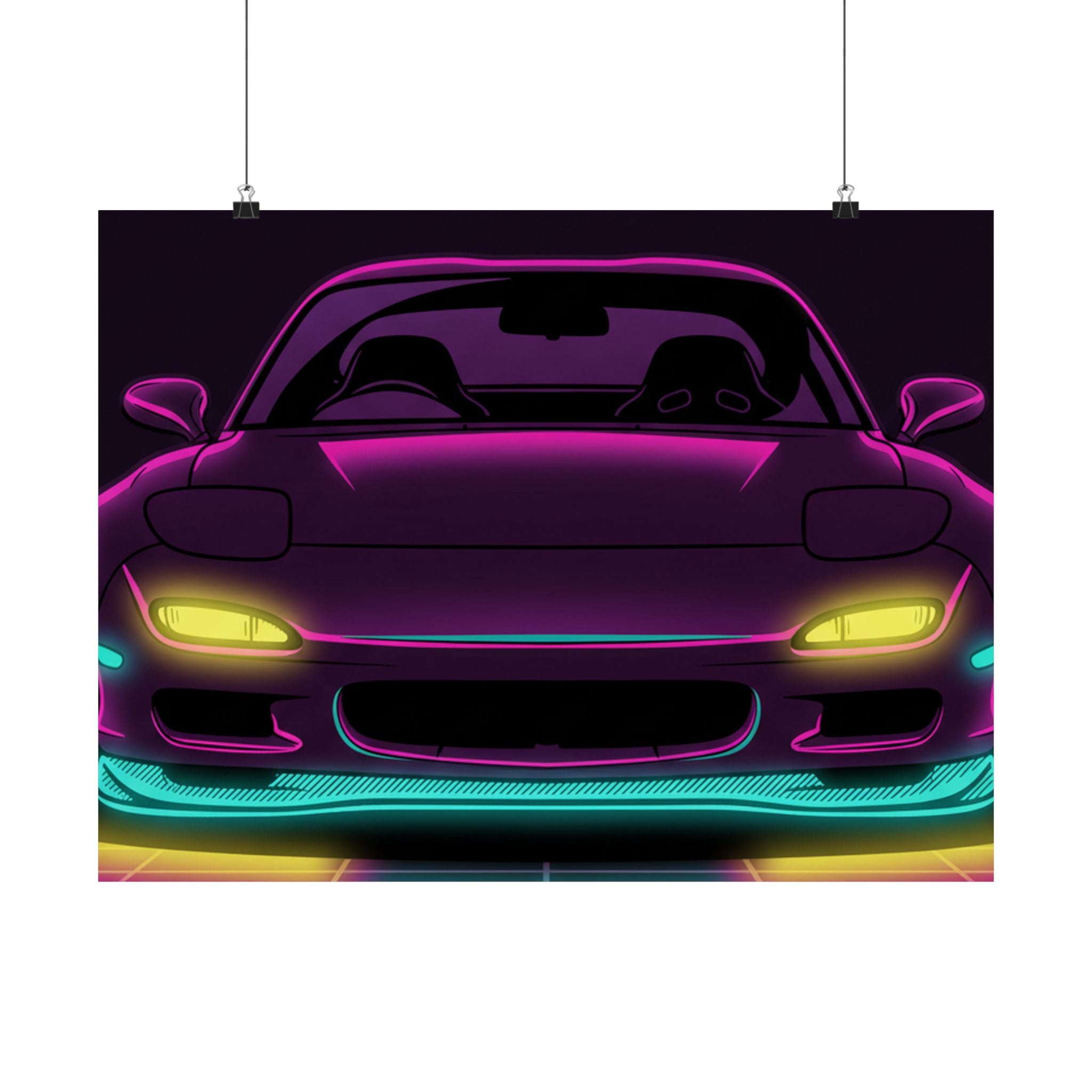 Mazda RX-7 FD Neon Synthwave Poster