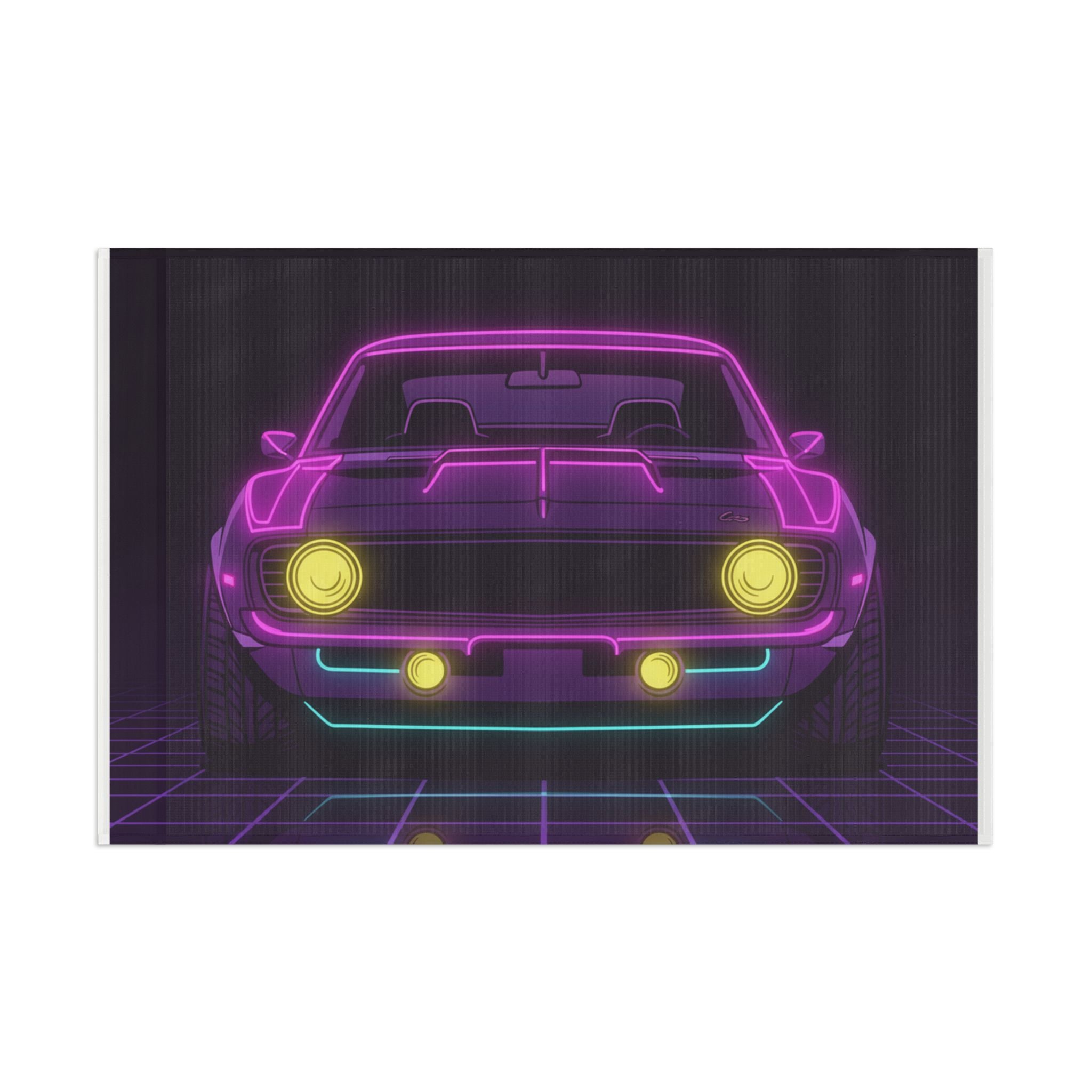 1969 Chevrolet Camaro SS Neon Synthwave Garage Flag