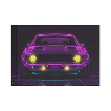1969 Chevrolet Camaro SS Neon Synthwave Garage Flag