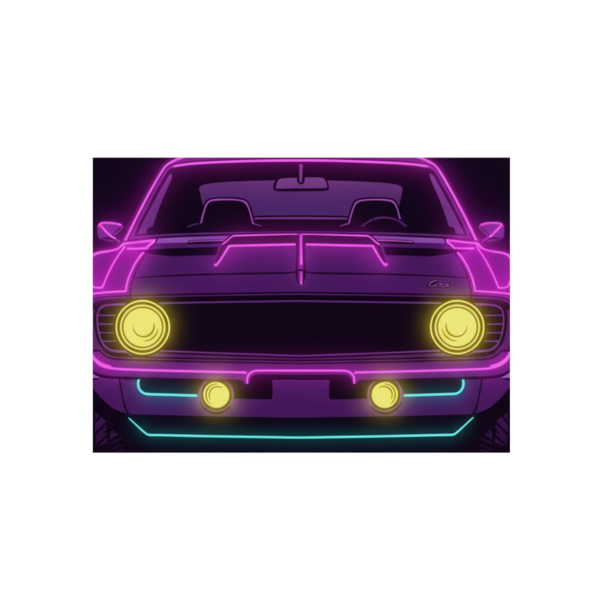 1969 Chevrolet Camaro SS Neon Synthwave Metal Wall Sign