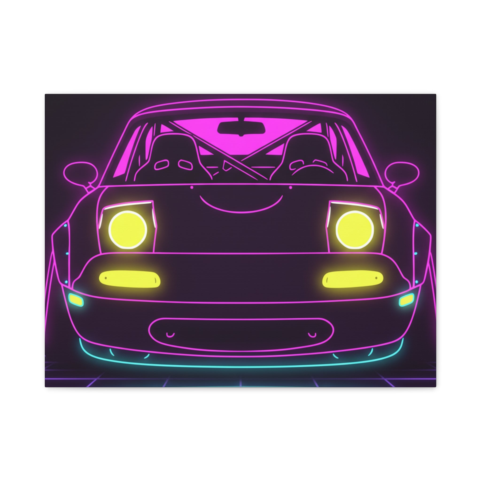 Mazda Miata NA (1989-97) Neon Synthwave Canvas Wall Art