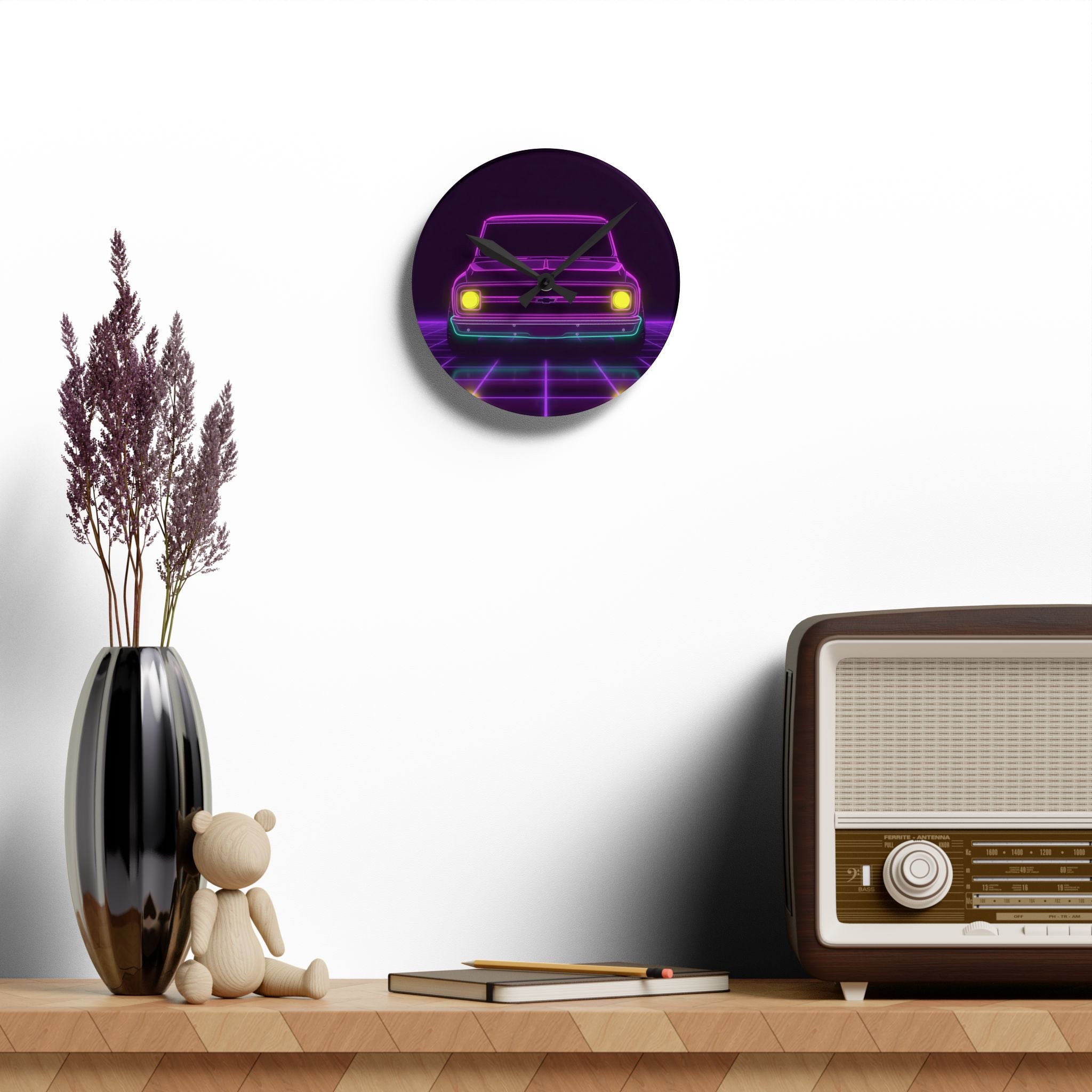 Chevy C10 Pickup (1967-72) Pro-Touring Neon Synthwave Wall Clock