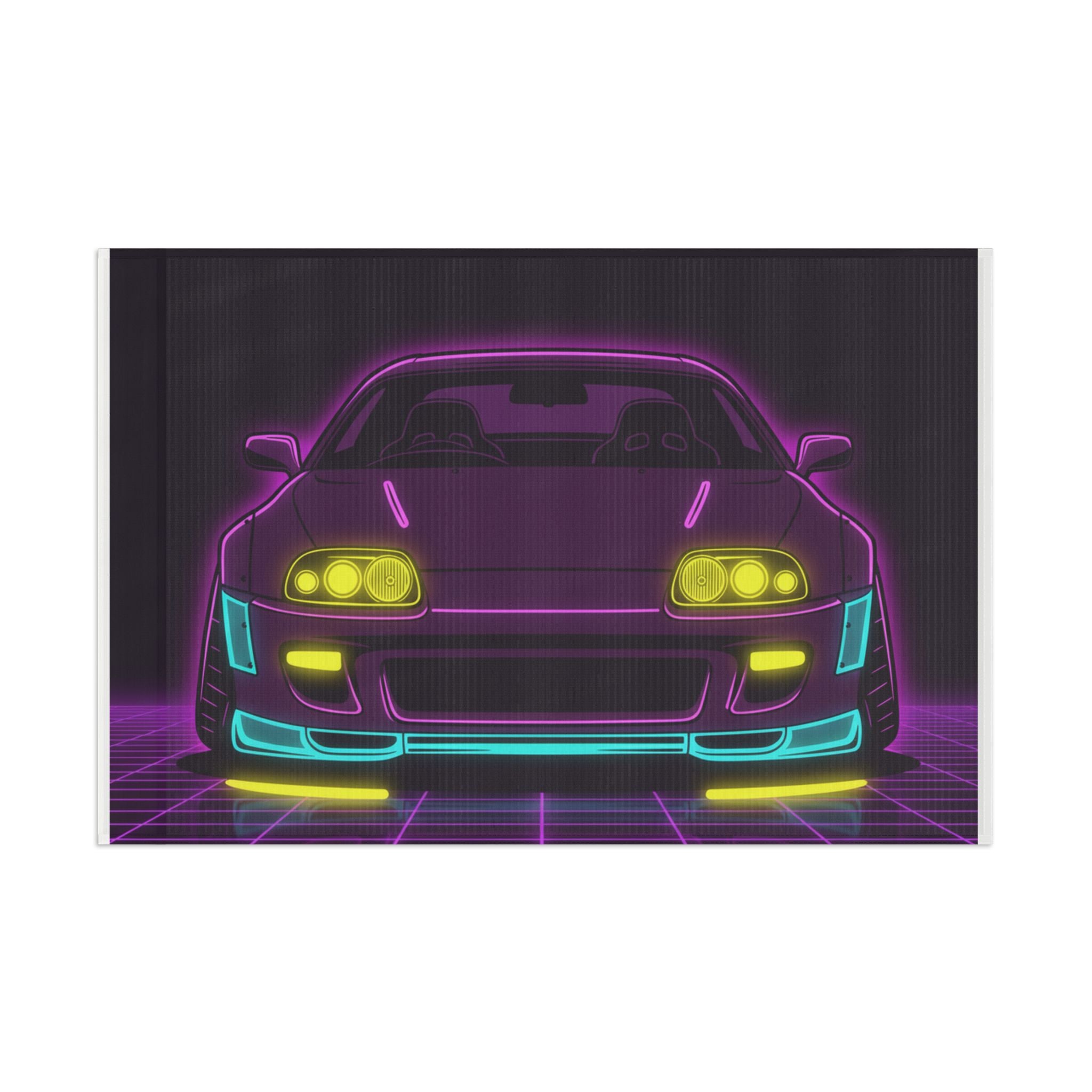 Toyota Supra MK4 Neon Synthwave Garage Flag