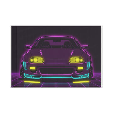 Toyota Supra MK4 Neon Synthwave Garage Flag