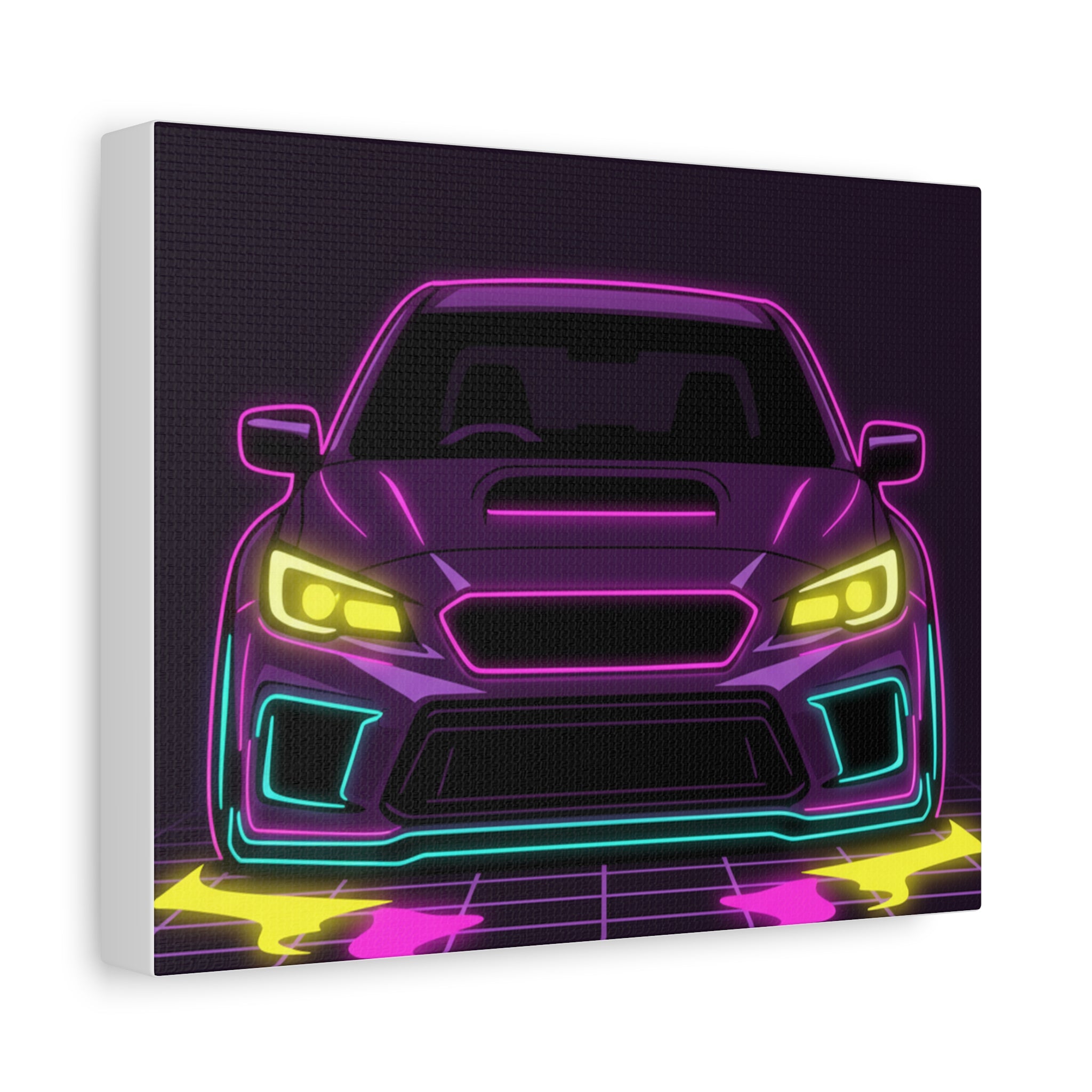 Subaru WRX STI Neon Synthwave Canvas Wall Art