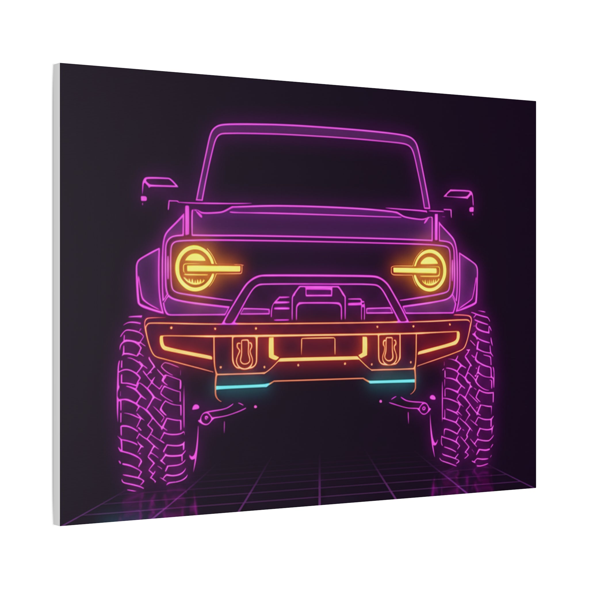 Ford Bronco (2021+) Neon Synthwave Canvas Wall Art
