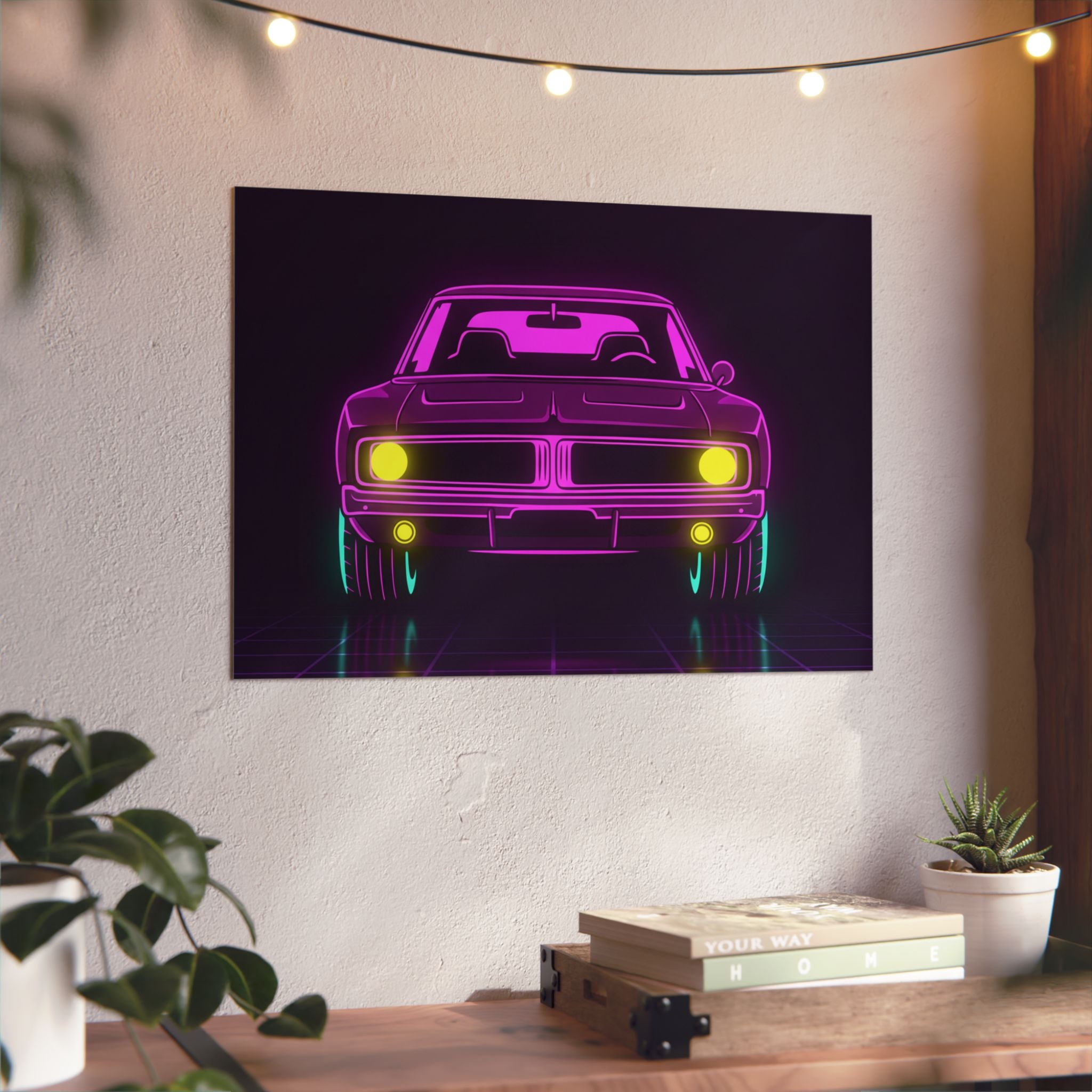 Dodge Charger R/T (1968-70) Resto-Mod Neon Synthwave Metal Wall Sign