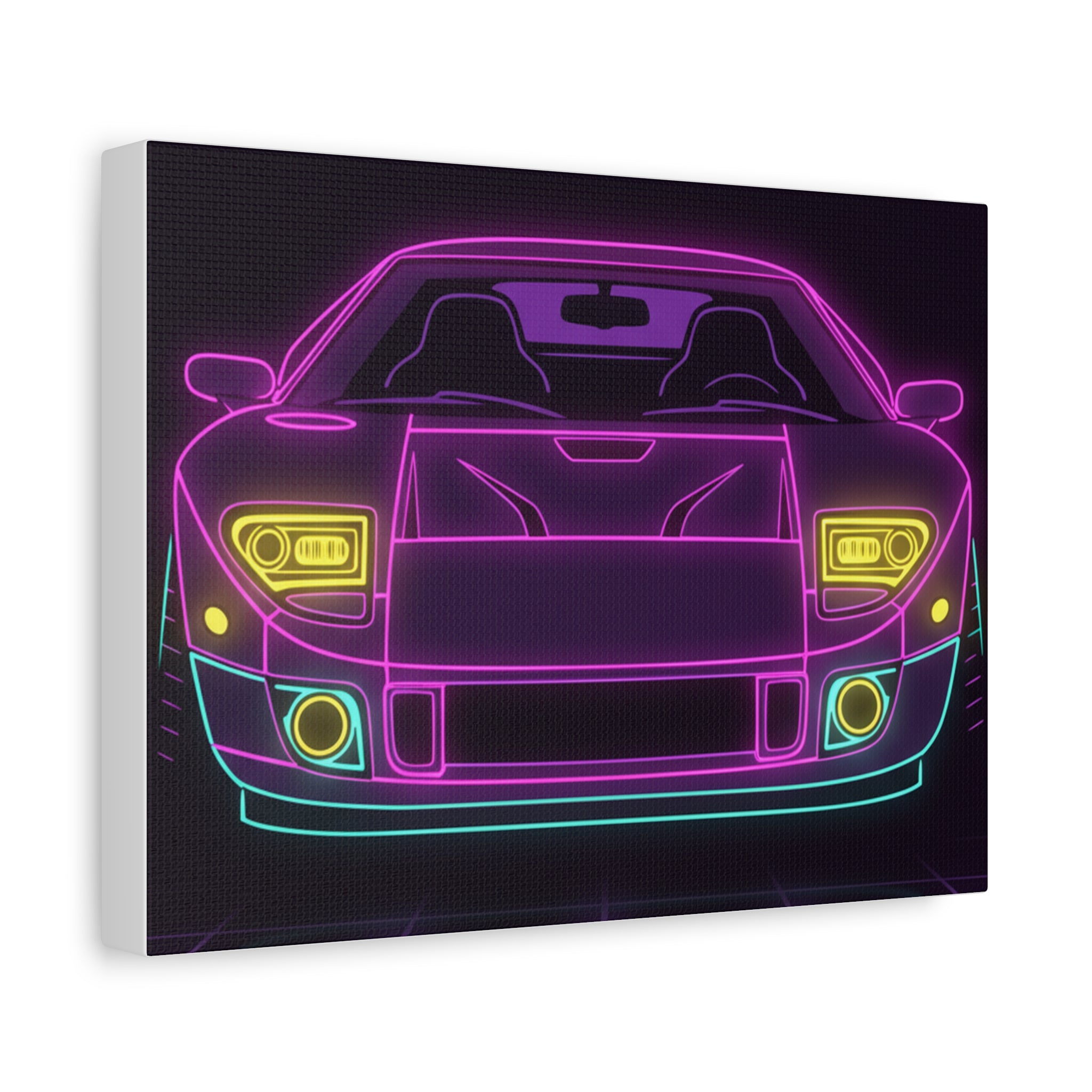 Ford GT40 (1964-69) Neon Synthwave Canvas Wall Art
