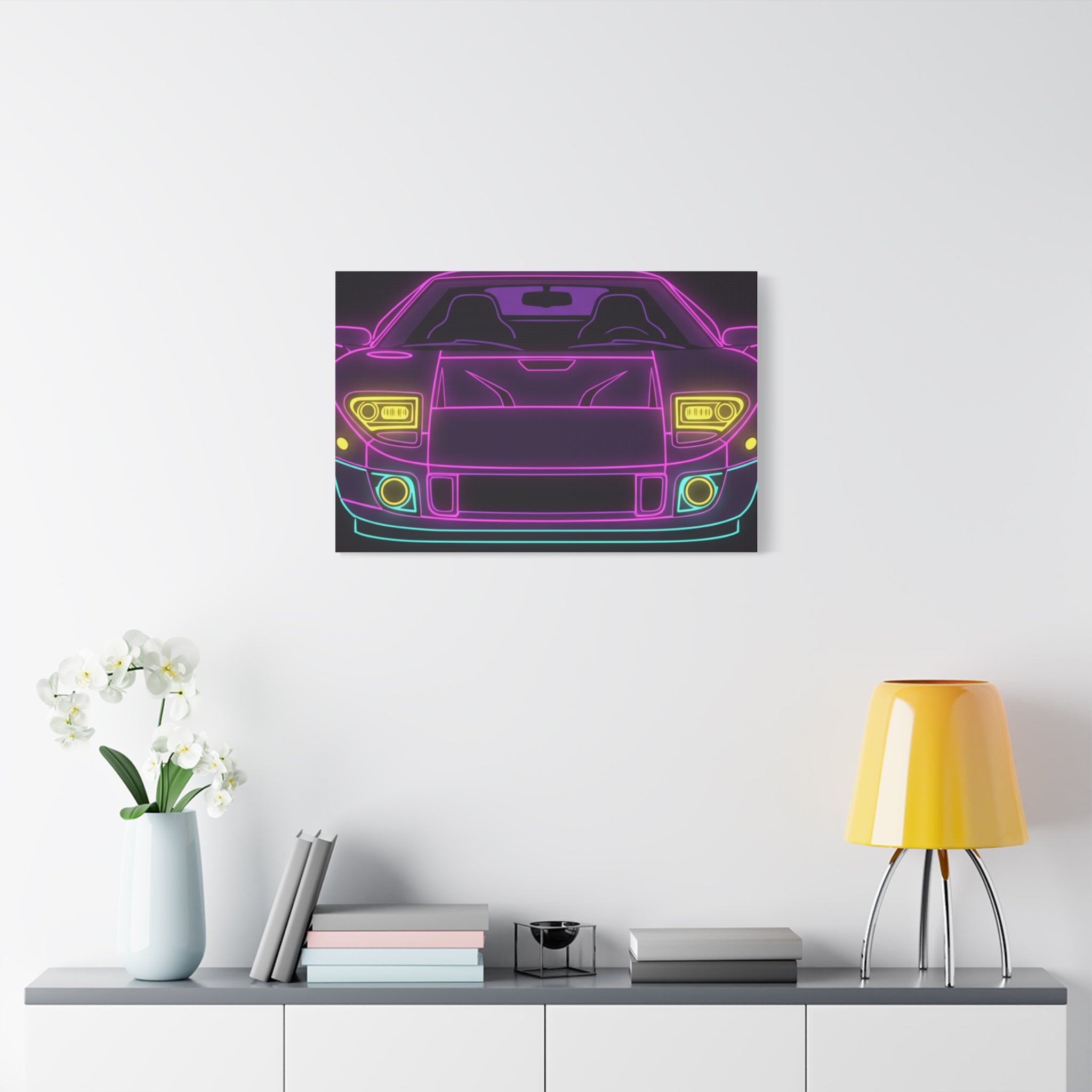 Ford GT40 (1964-69) Neon Synthwave Canvas Wall Art