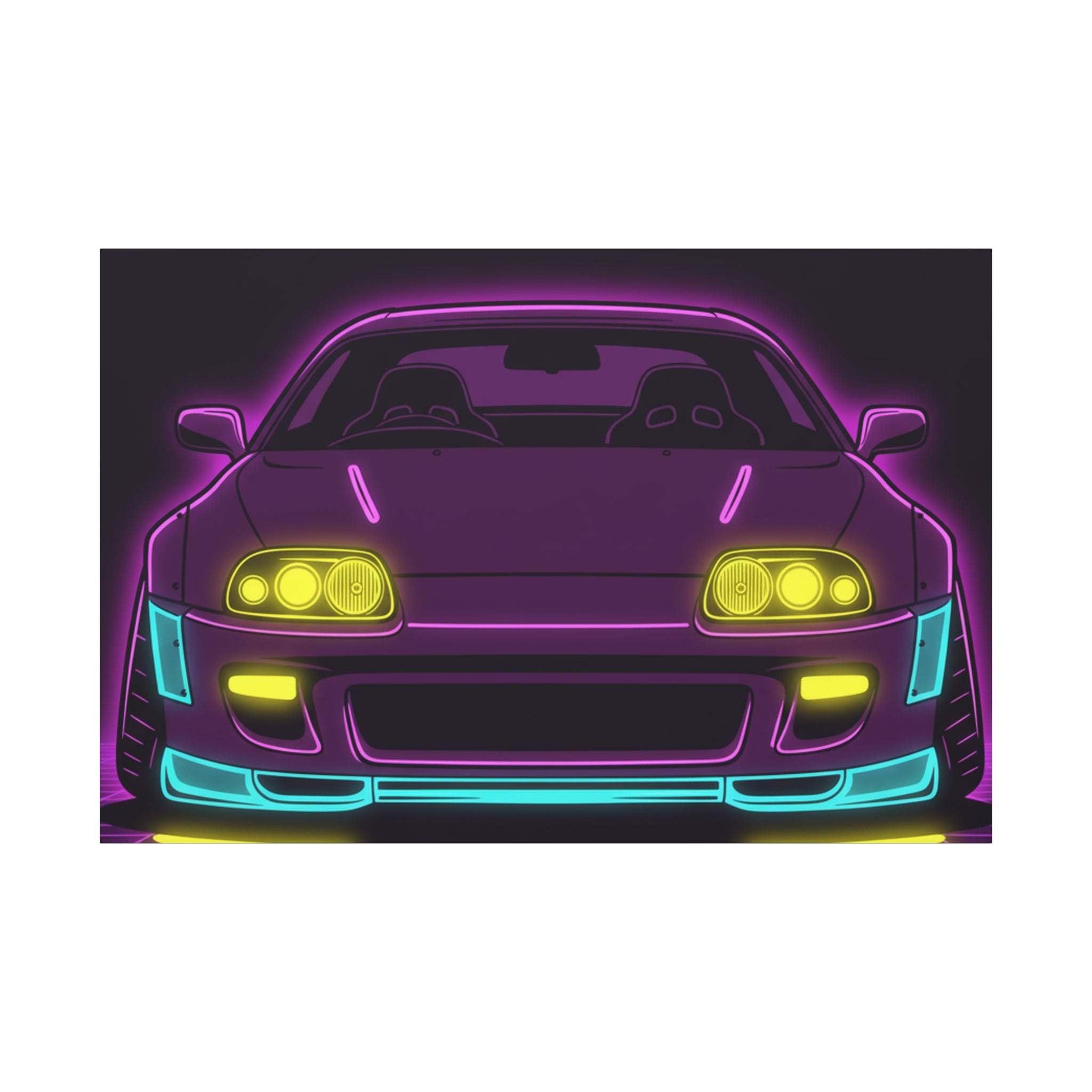 Toyota Supra MK4 Neon Synthwave Canvas Wall Art