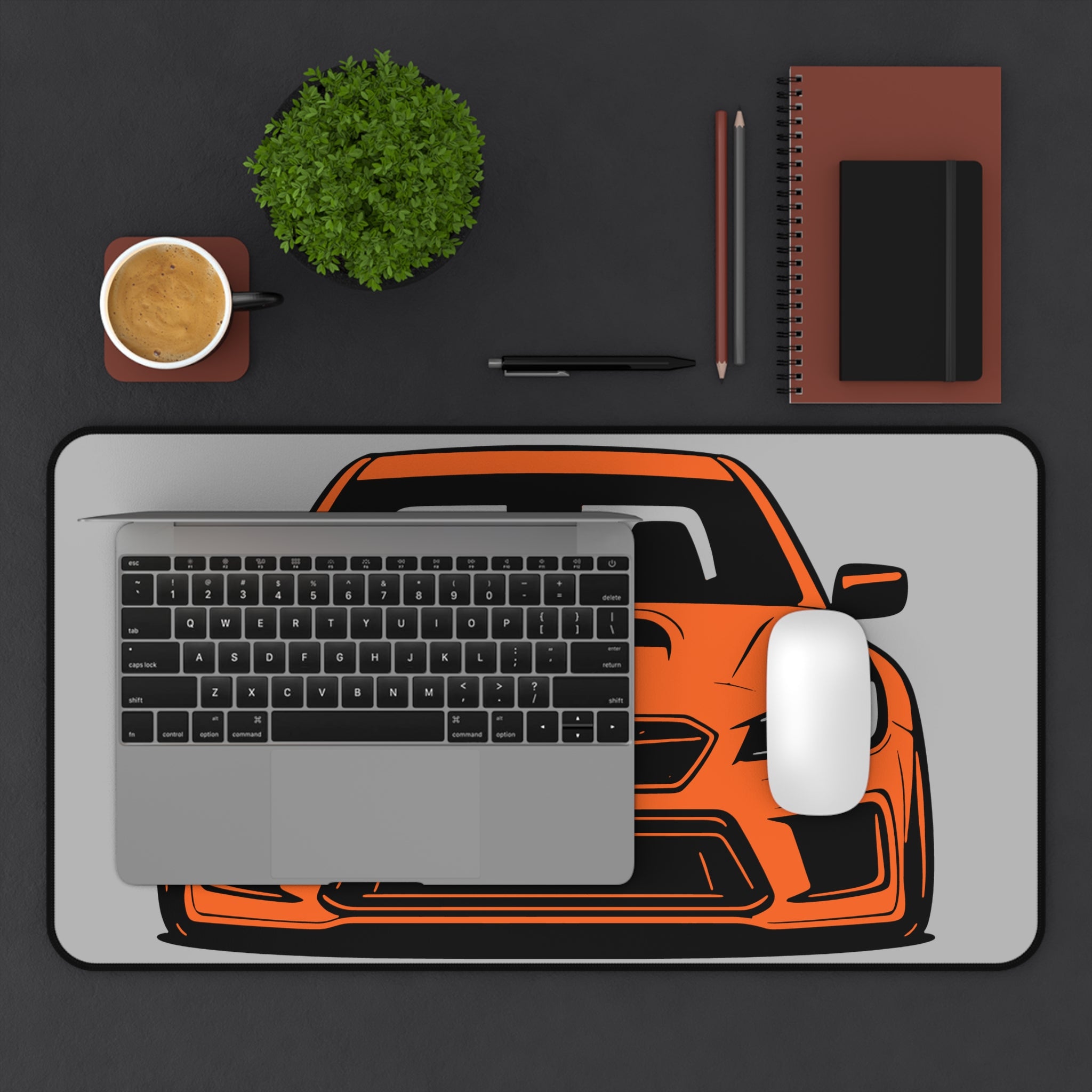 WRX Desk Mat (Orange) Grey Background