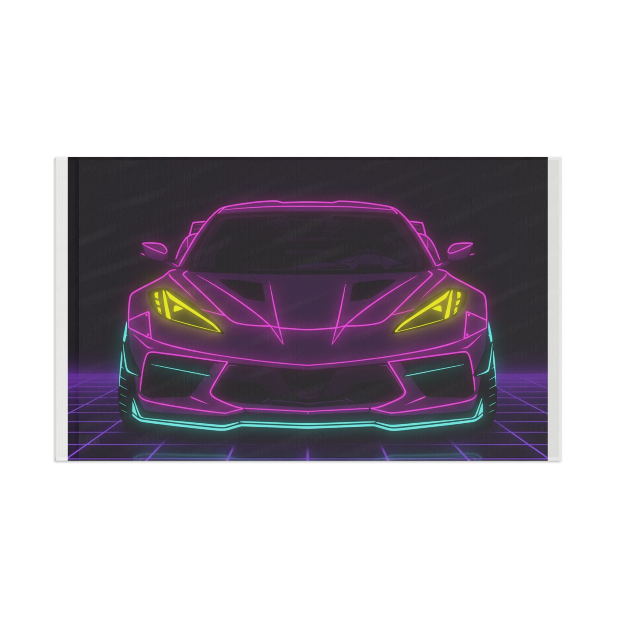 Corvette C8 (2020+) Neon Synthwave Garage Flag