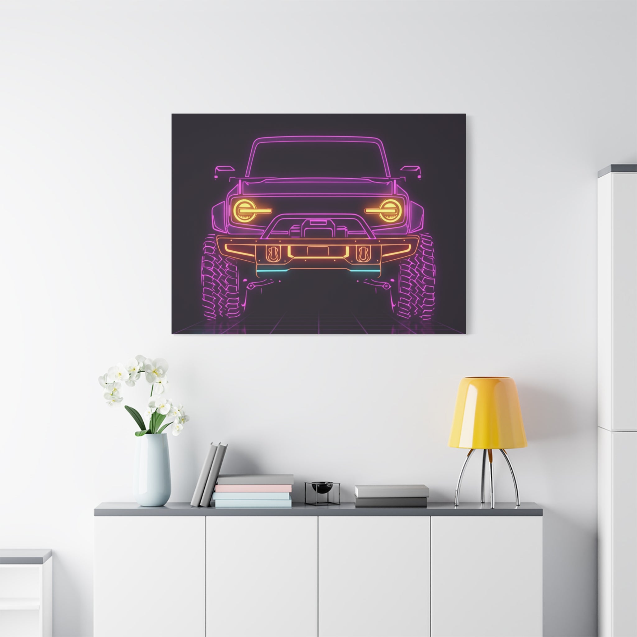 Ford Bronco (2021+) Neon Synthwave Canvas Wall Art