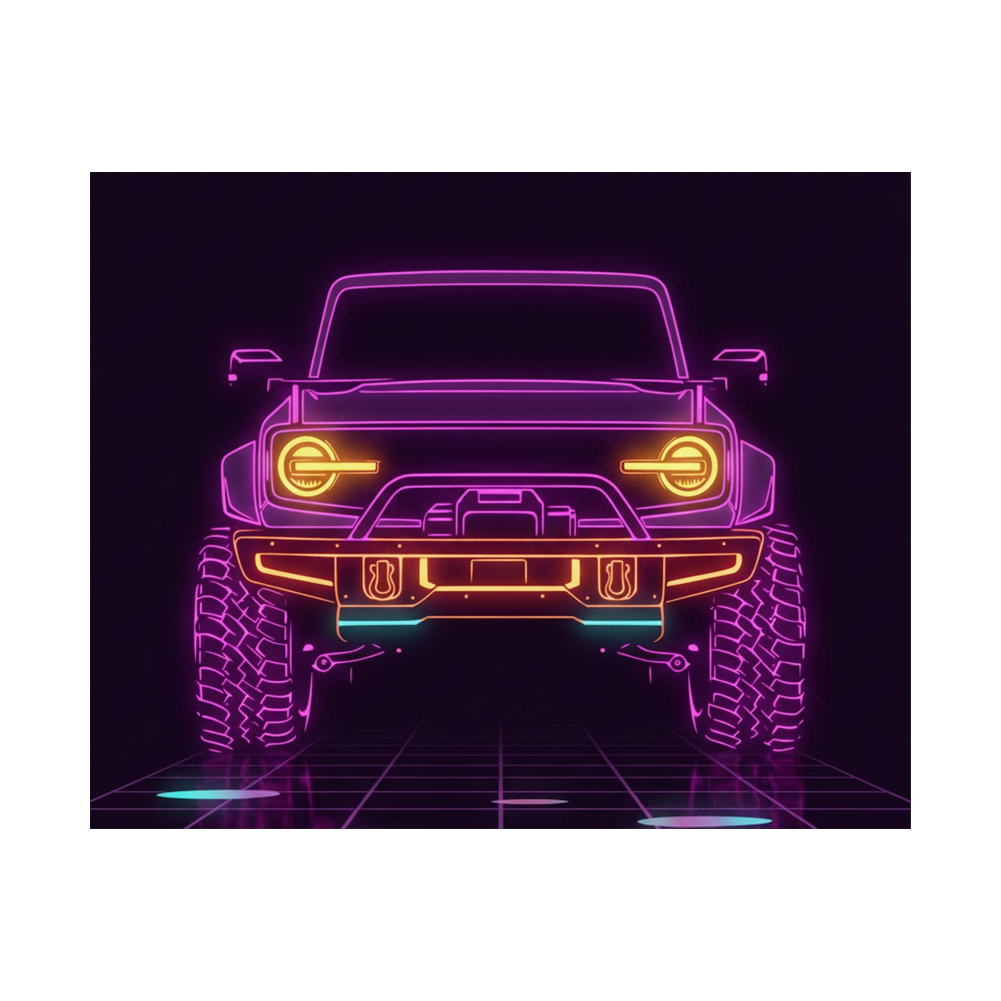 Ford Bronco (2021+) Neon Synthwave Poster