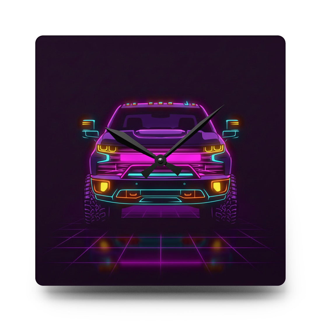 Chevy Silverado Trail Boss (2019+) Neon Synthwave Wall Clock