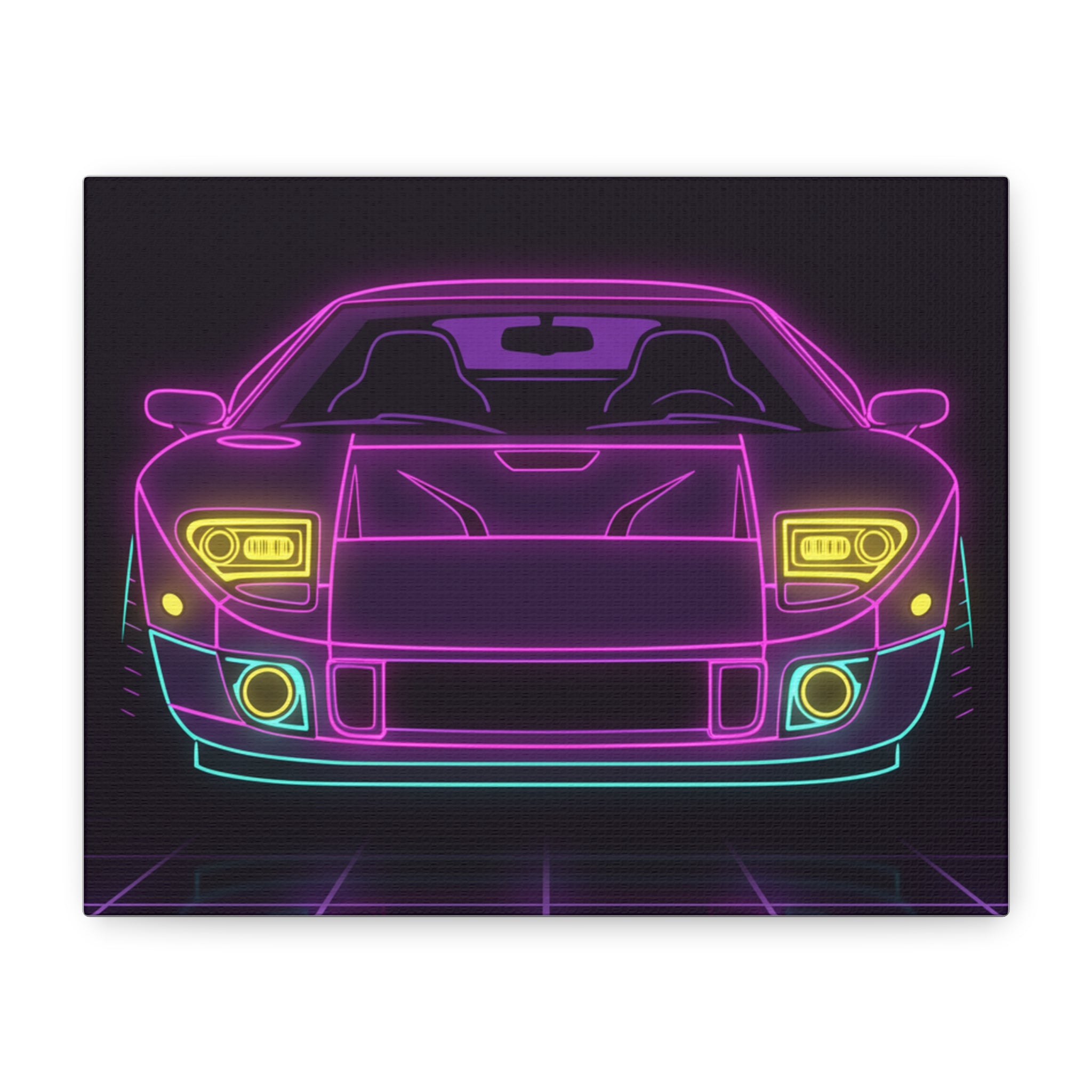Ford GT40 (1964-69) Neon Synthwave Canvas Wall Art