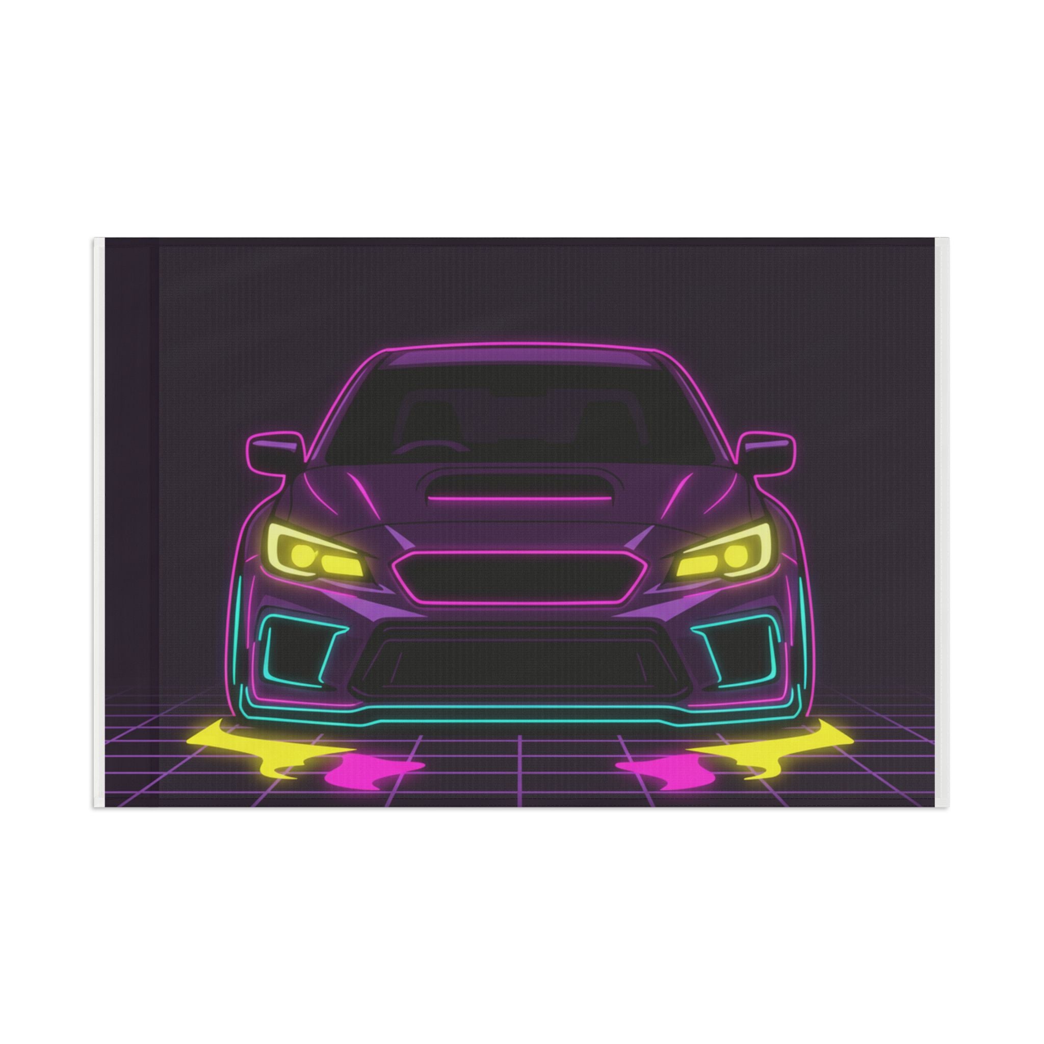 Subaru WRX STI Neon Synthwave Garage Flag