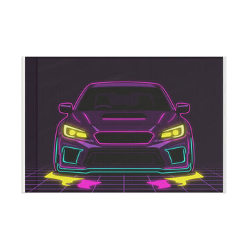 Subaru WRX STI Neon Synthwave Garage Flag