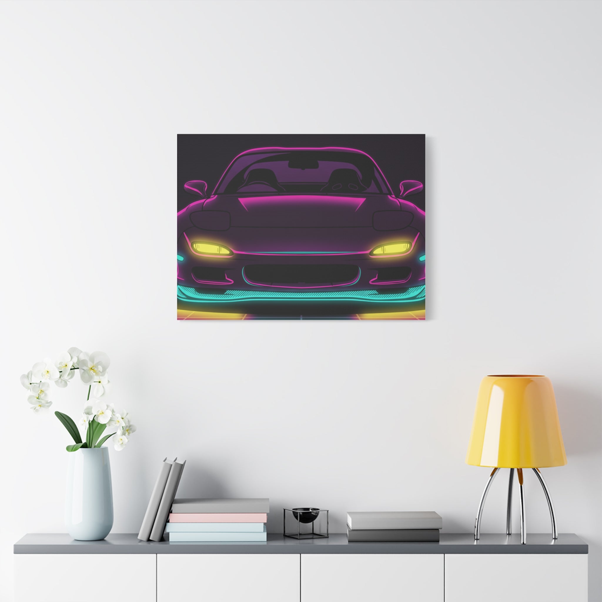 Mazda RX-7 FD Neon Synthwave Canvas Wall Art