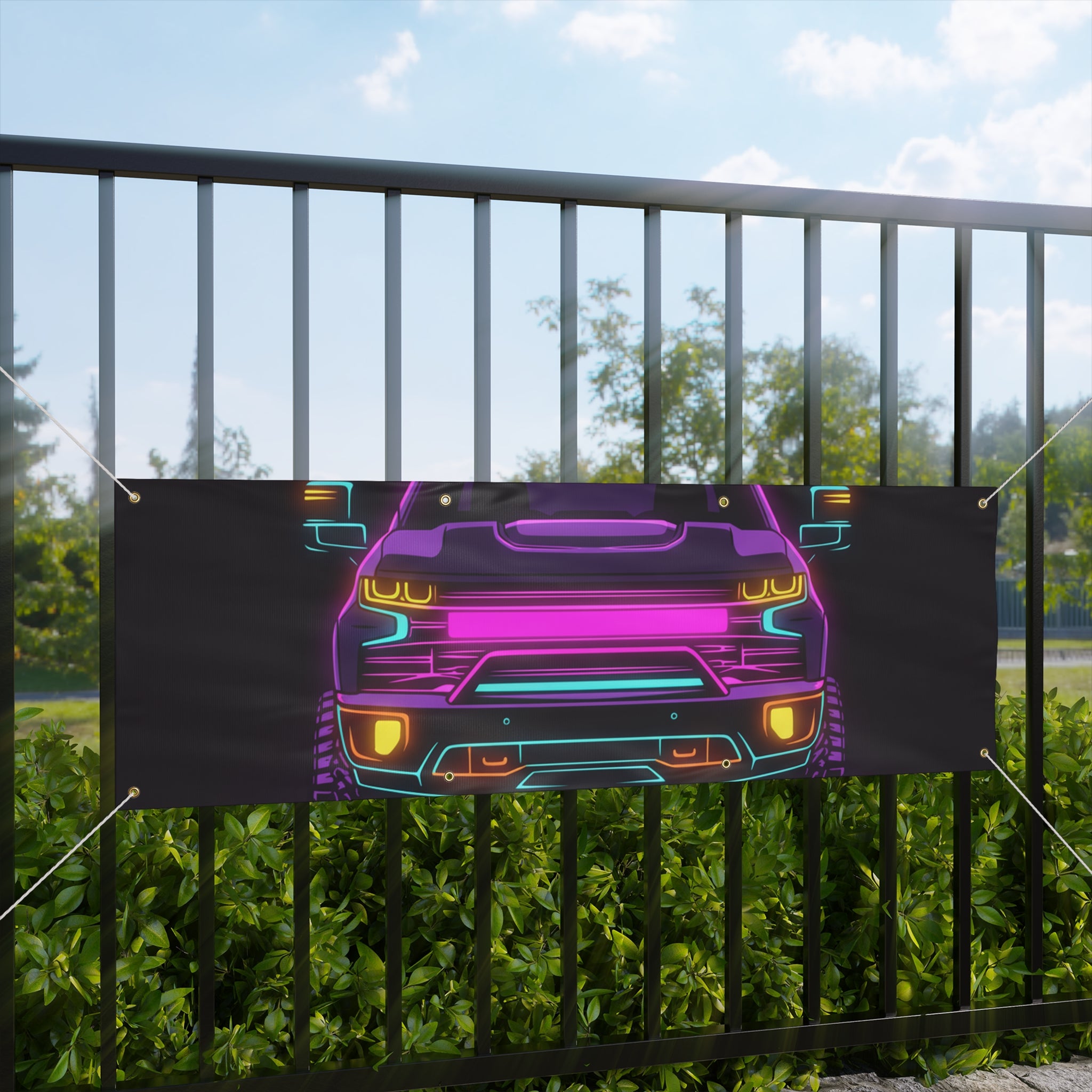 Chevy Silverado Trail Boss (2019+) Neon Synthwave Banner