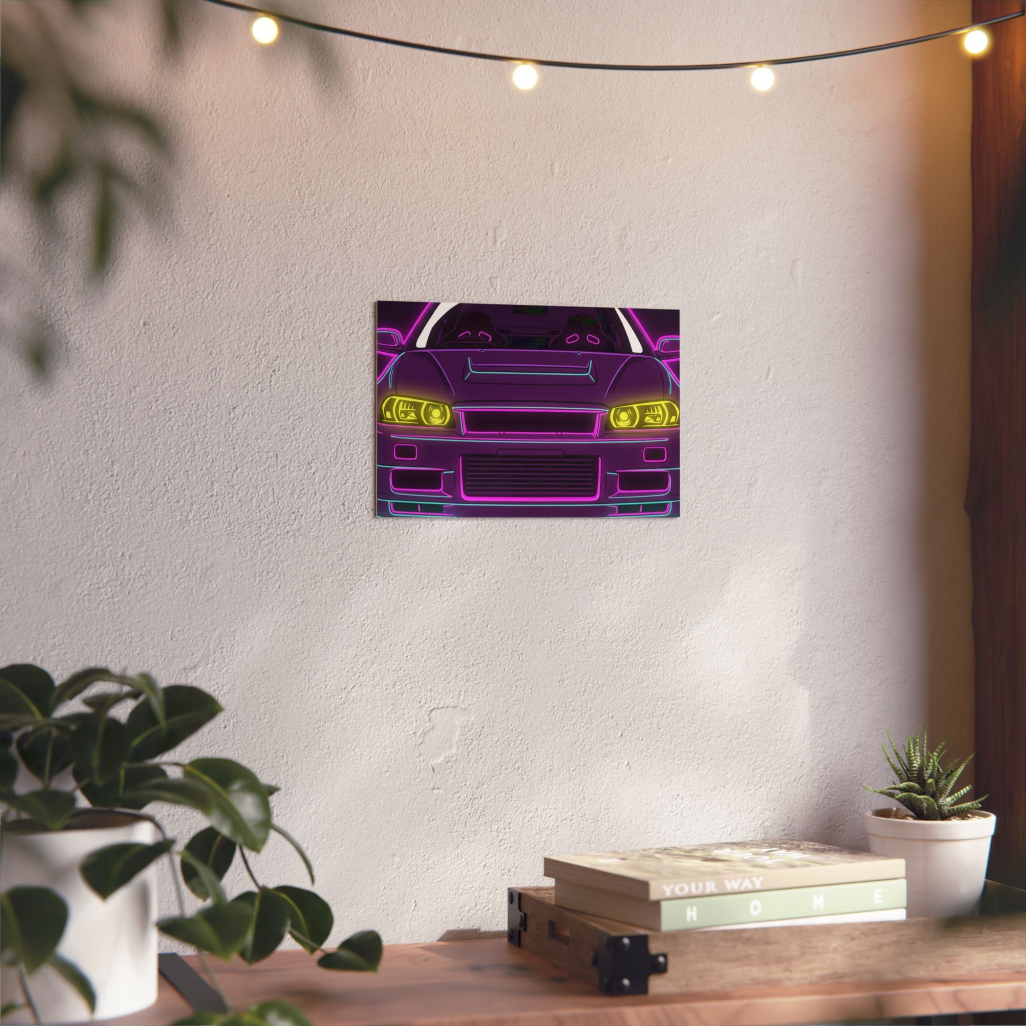 Nissan GT-R Neon Synthwave Metal Wall Sign