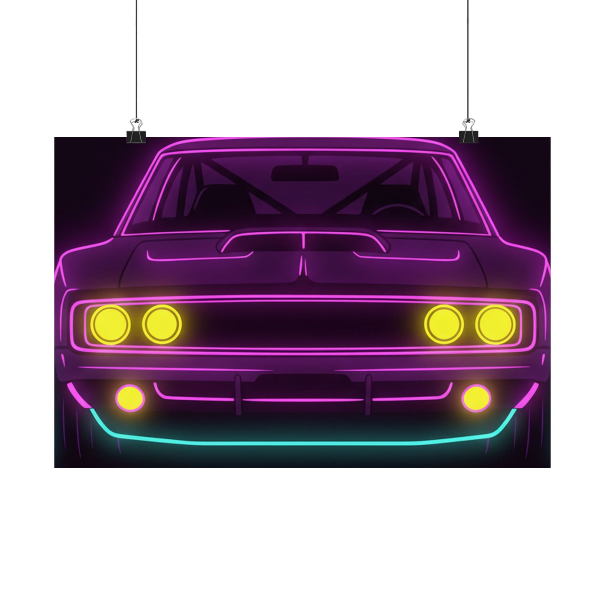 Dodge Charger R/T (1968-70) Neon Synthwave Poster