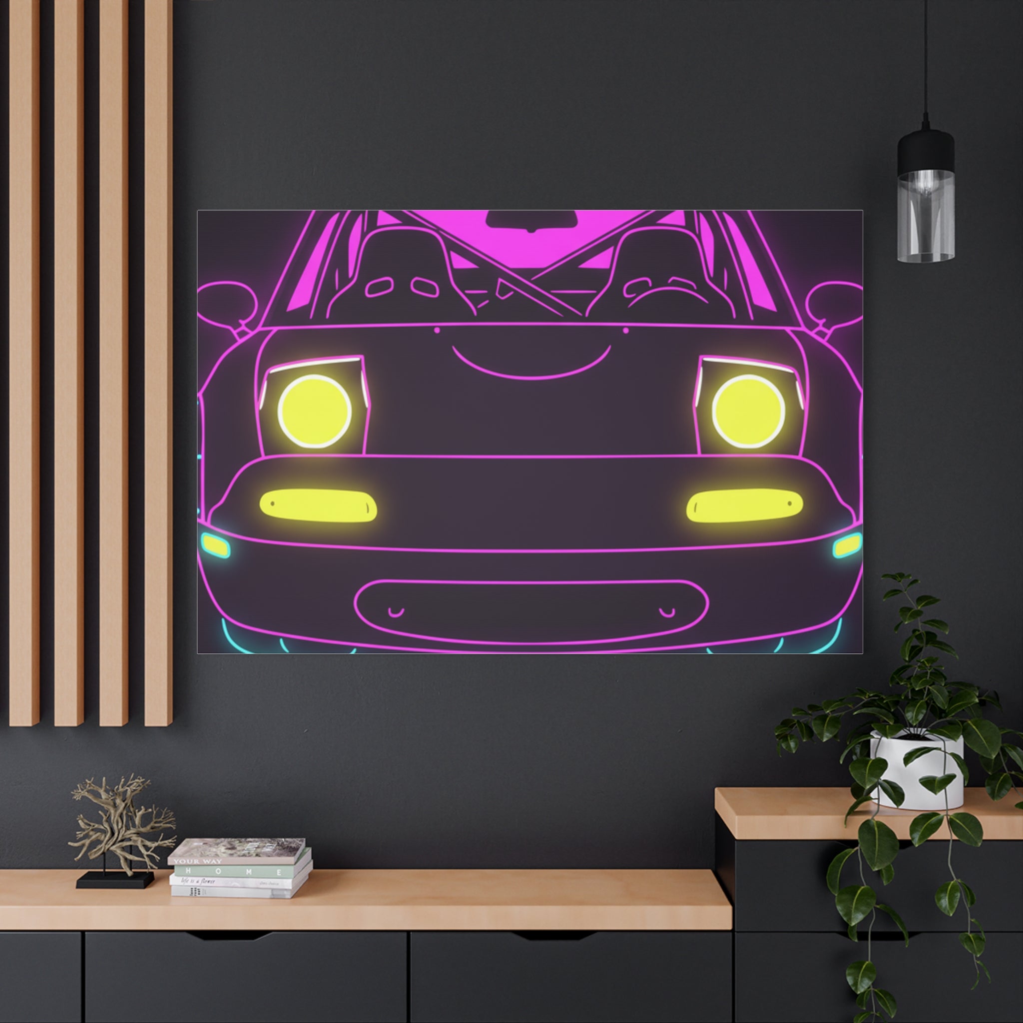Mazda Miata NA (1989-97) Neon Synthwave Canvas Wall Art