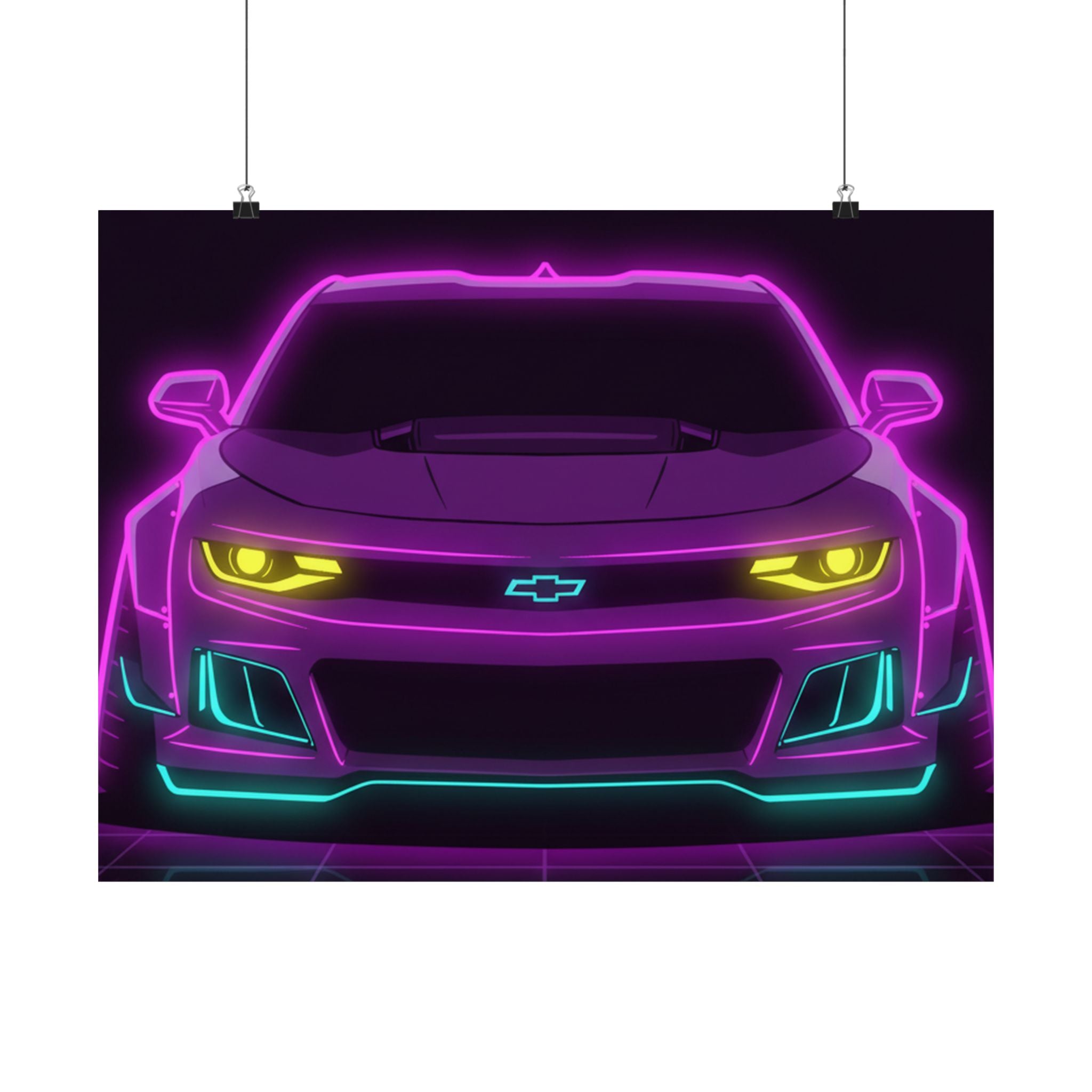 Chevrolet Camaro ZL1 Neon Synthwave Poster