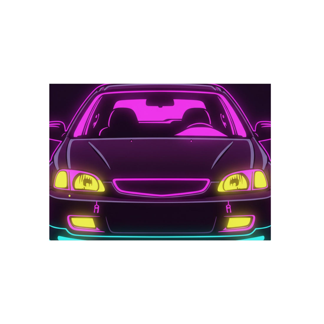 Honda Civic EK Hatch Neon Synthwave Metal Wall Sign
