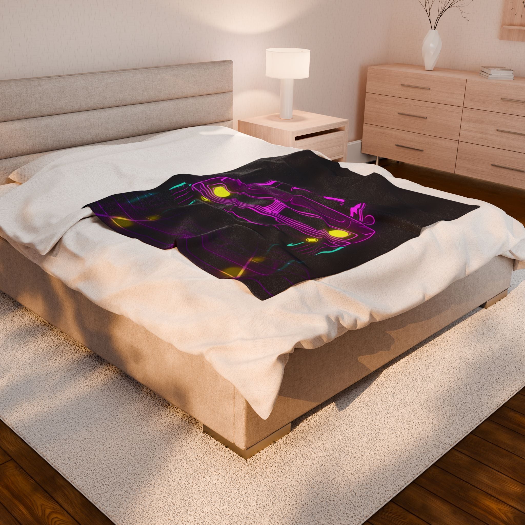 Dodge Charger R/T (1968-70) Resto-Mod Neon Synthwave Velveteen Plush Blanket