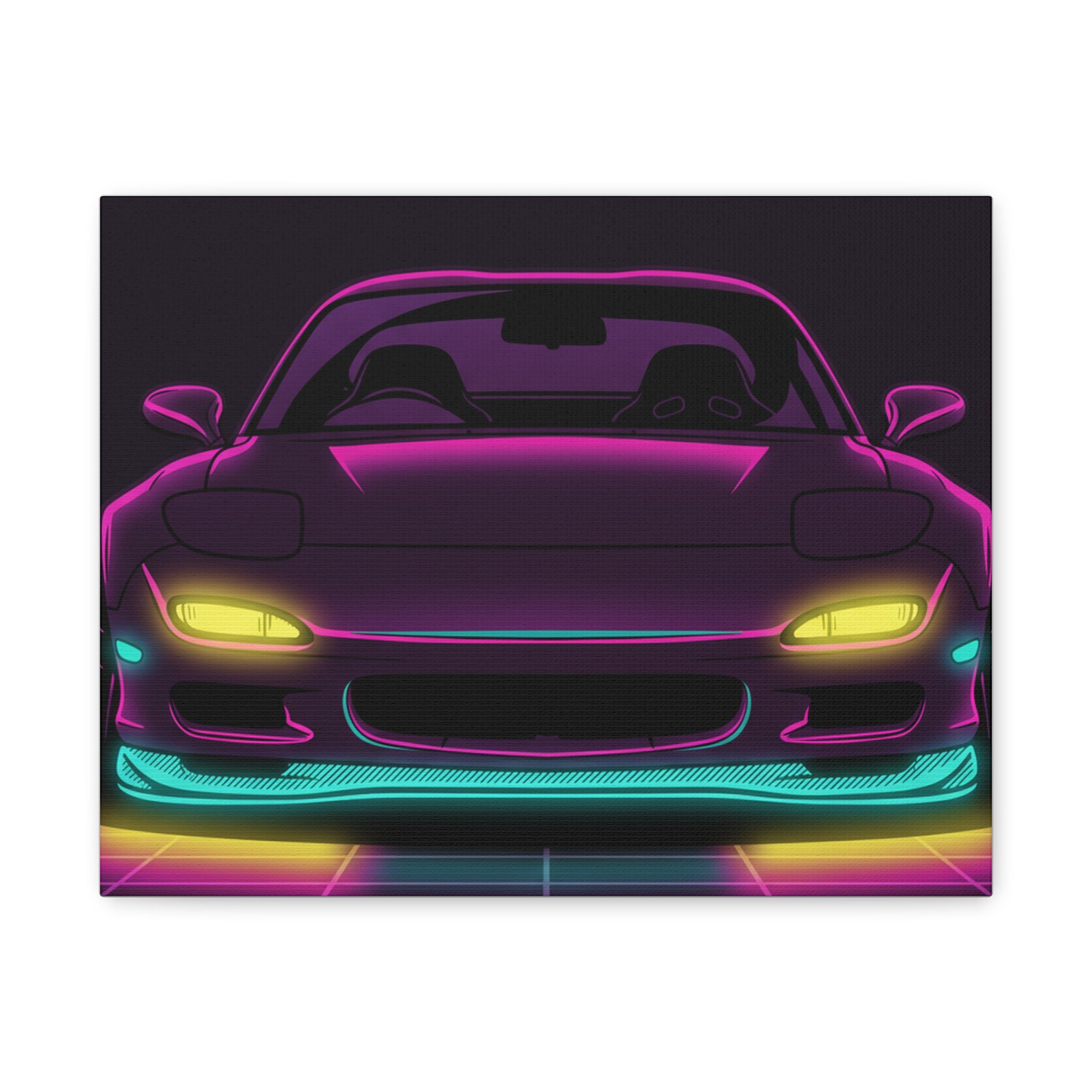 Mazda RX-7 FD Neon Synthwave Canvas Wall Art