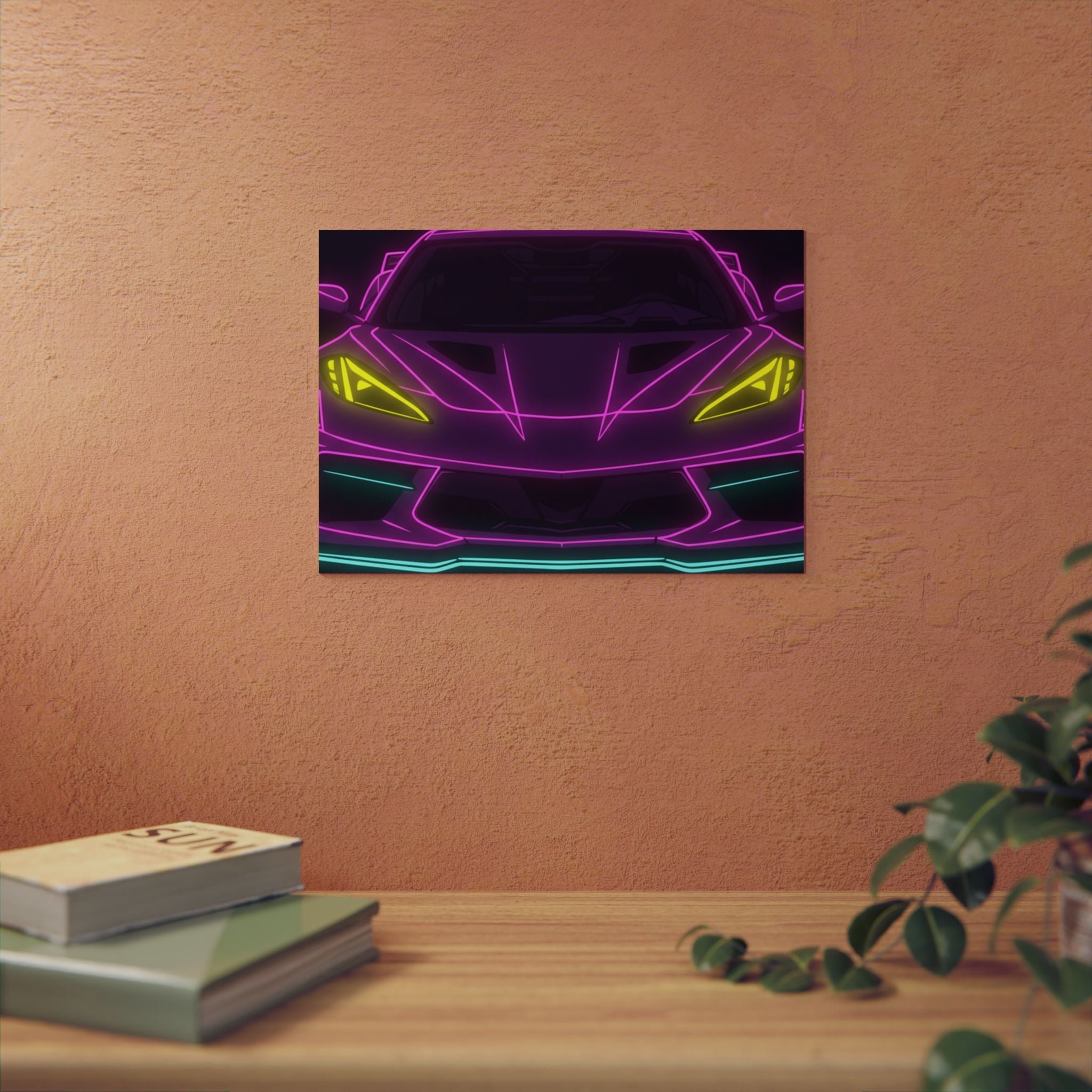 Corvette C8 (2020+) Neon Synthwave Metal Wall Sign