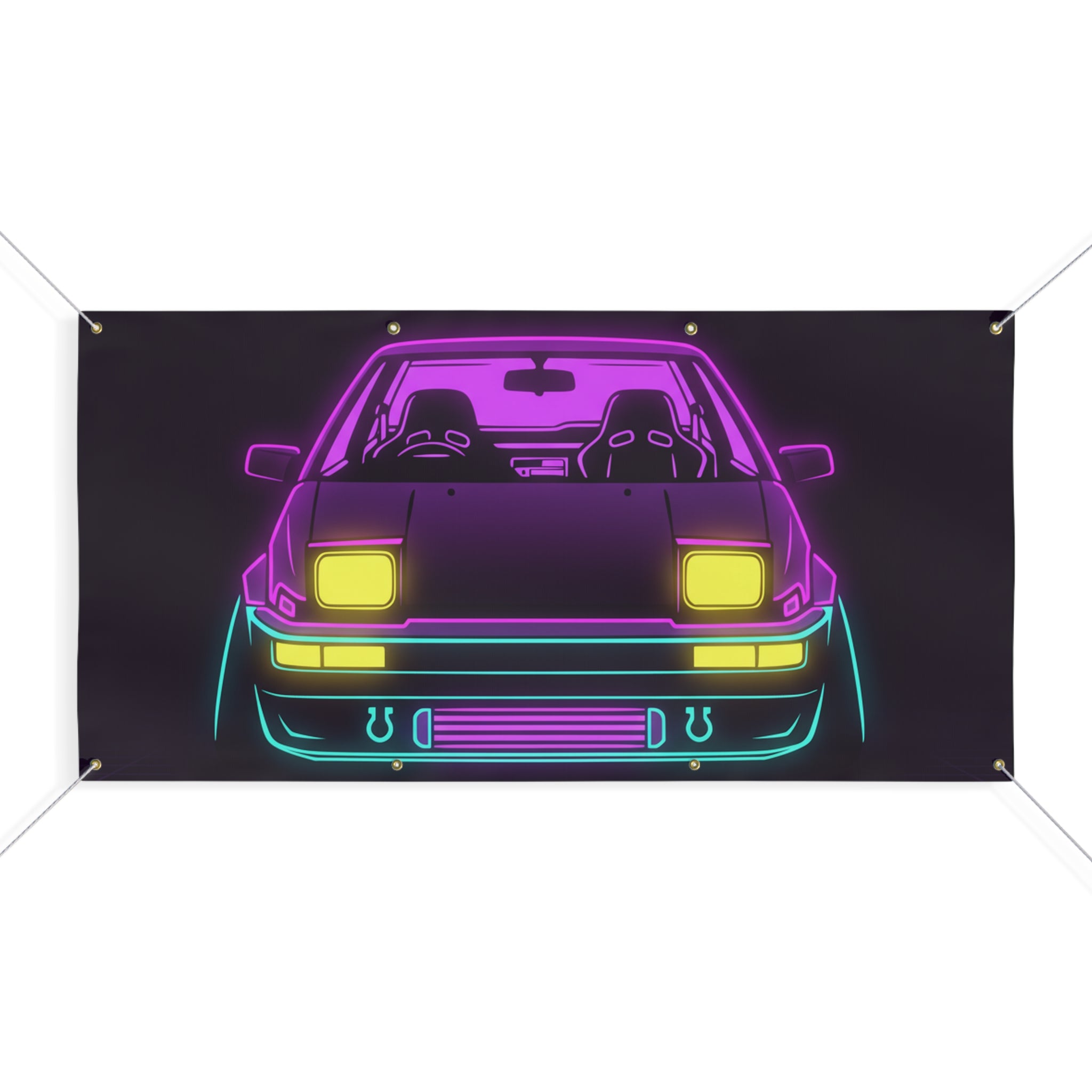 Toyota AE86 (1983-87) Neon Synthwave Banner