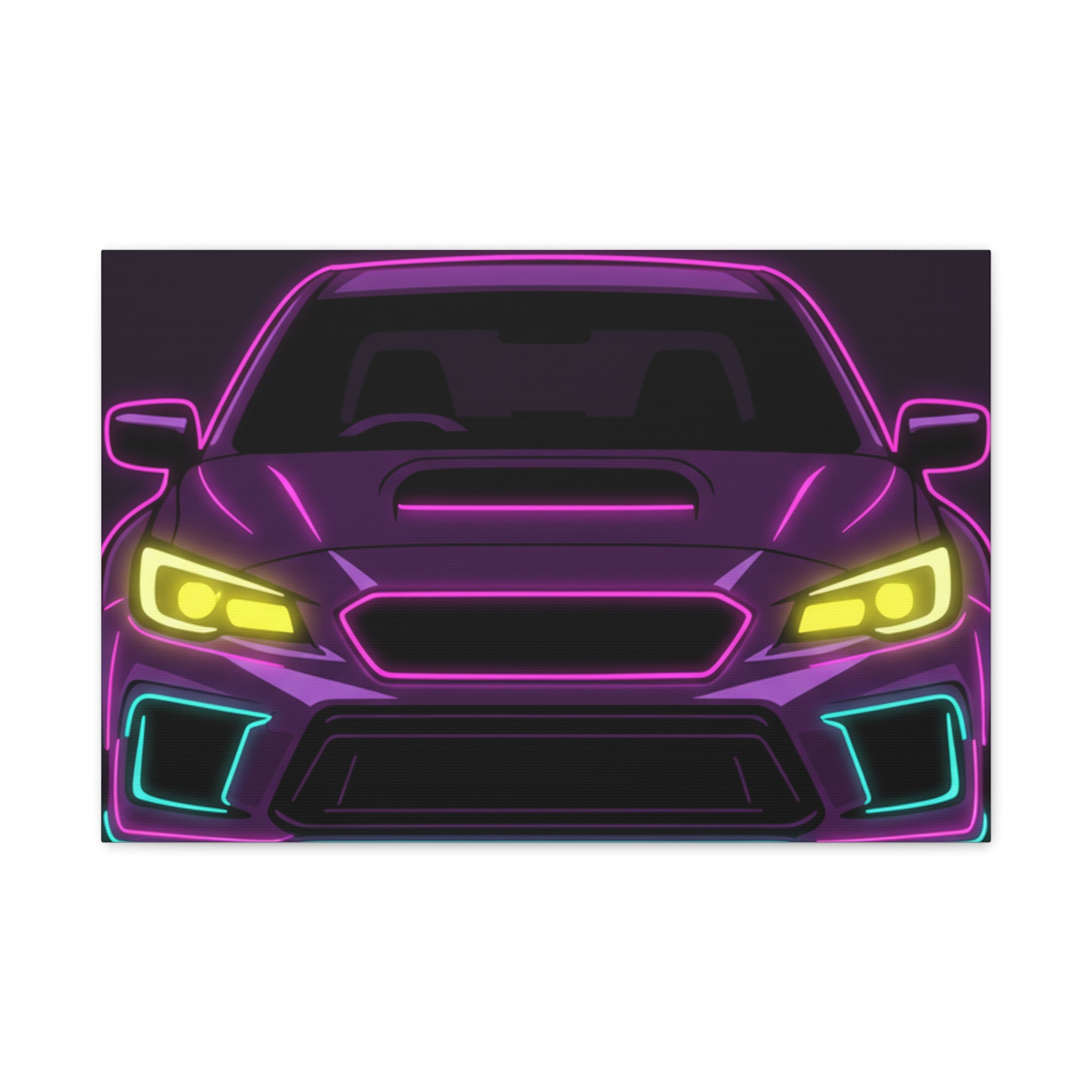 Subaru WRX STI Neon Synthwave Canvas Wall Art