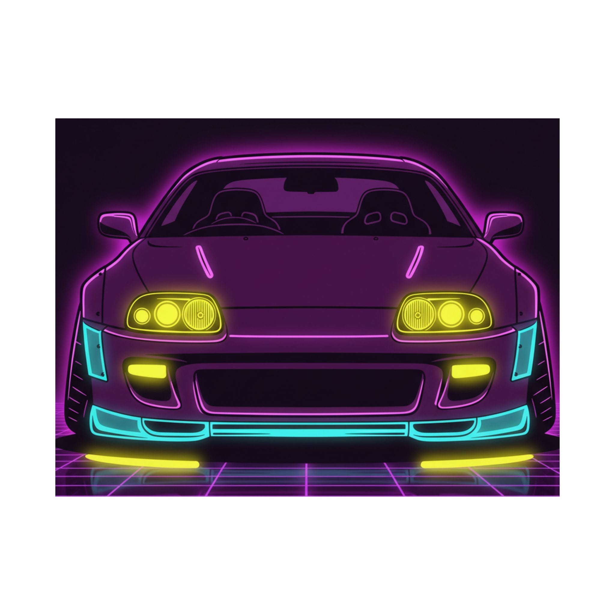 Toyota Supra MK4 Neon Synthwave Poster